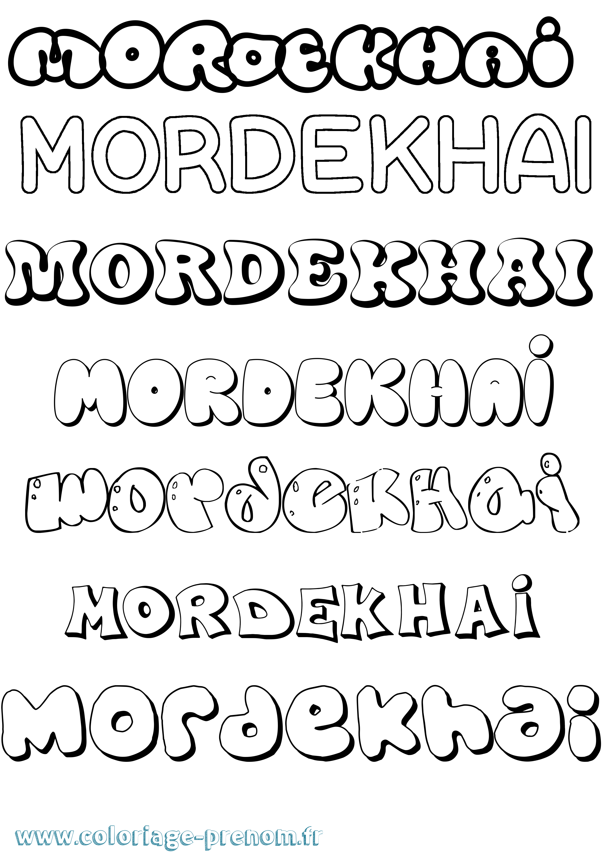 Coloriage Mordekhai Bubble Coloriage prénom Mordekhai Bubble