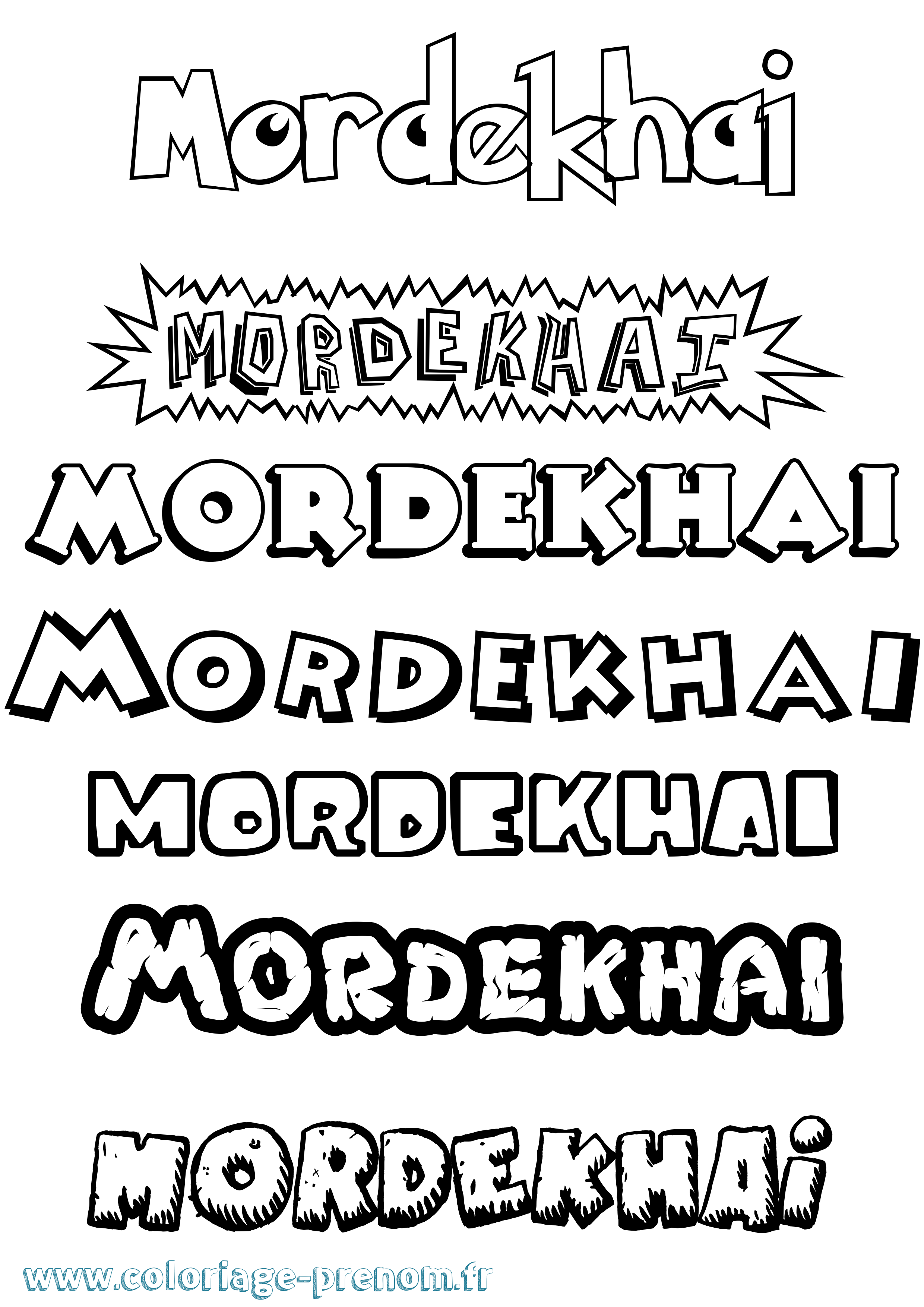 Coloriage Mordekhai Dessin Animé Coloriage prénom Mordekhai Dessin Animé