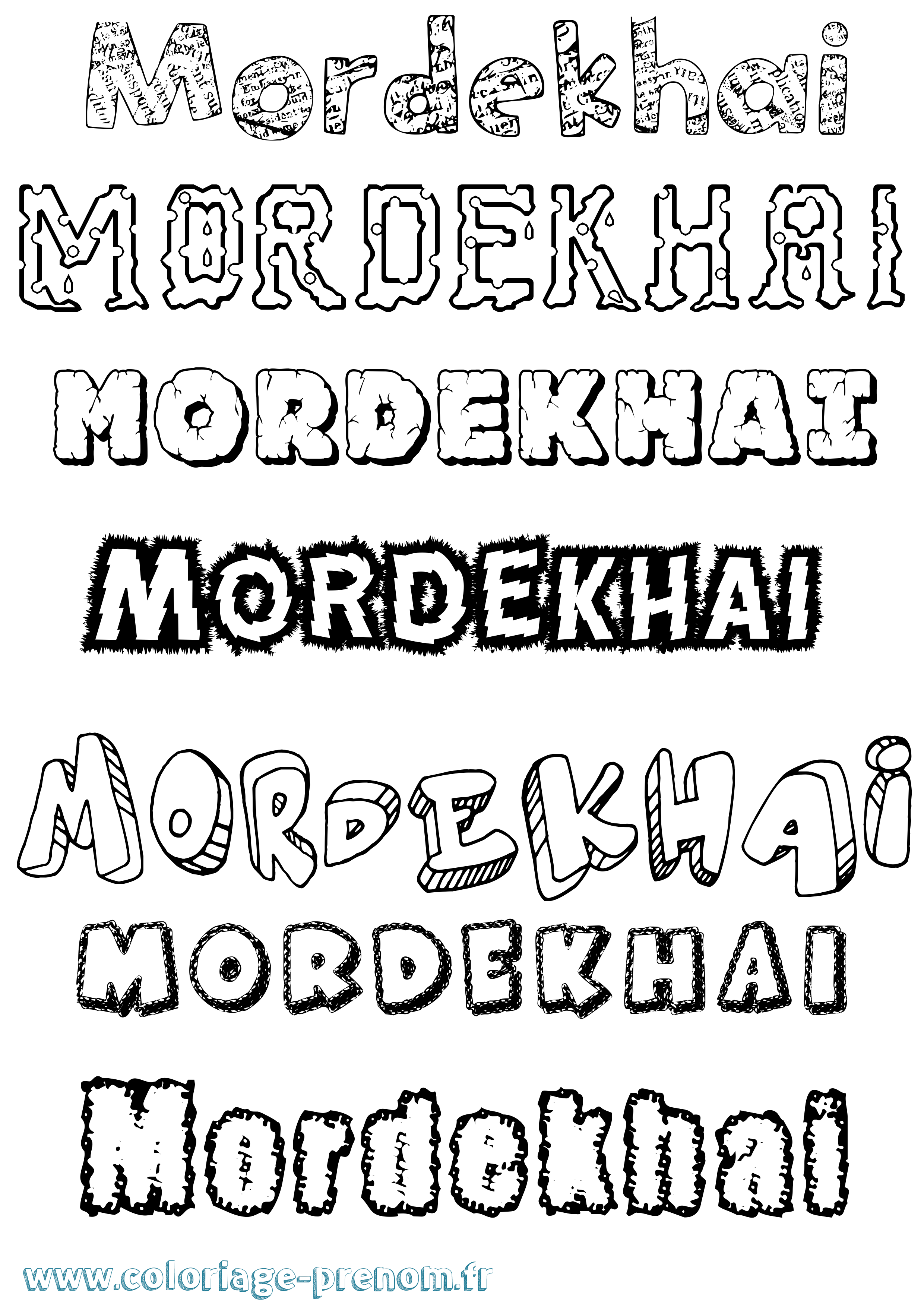 Coloriage Mordekhai Destructuré Coloriage prénom Mordekhai Destructuré
