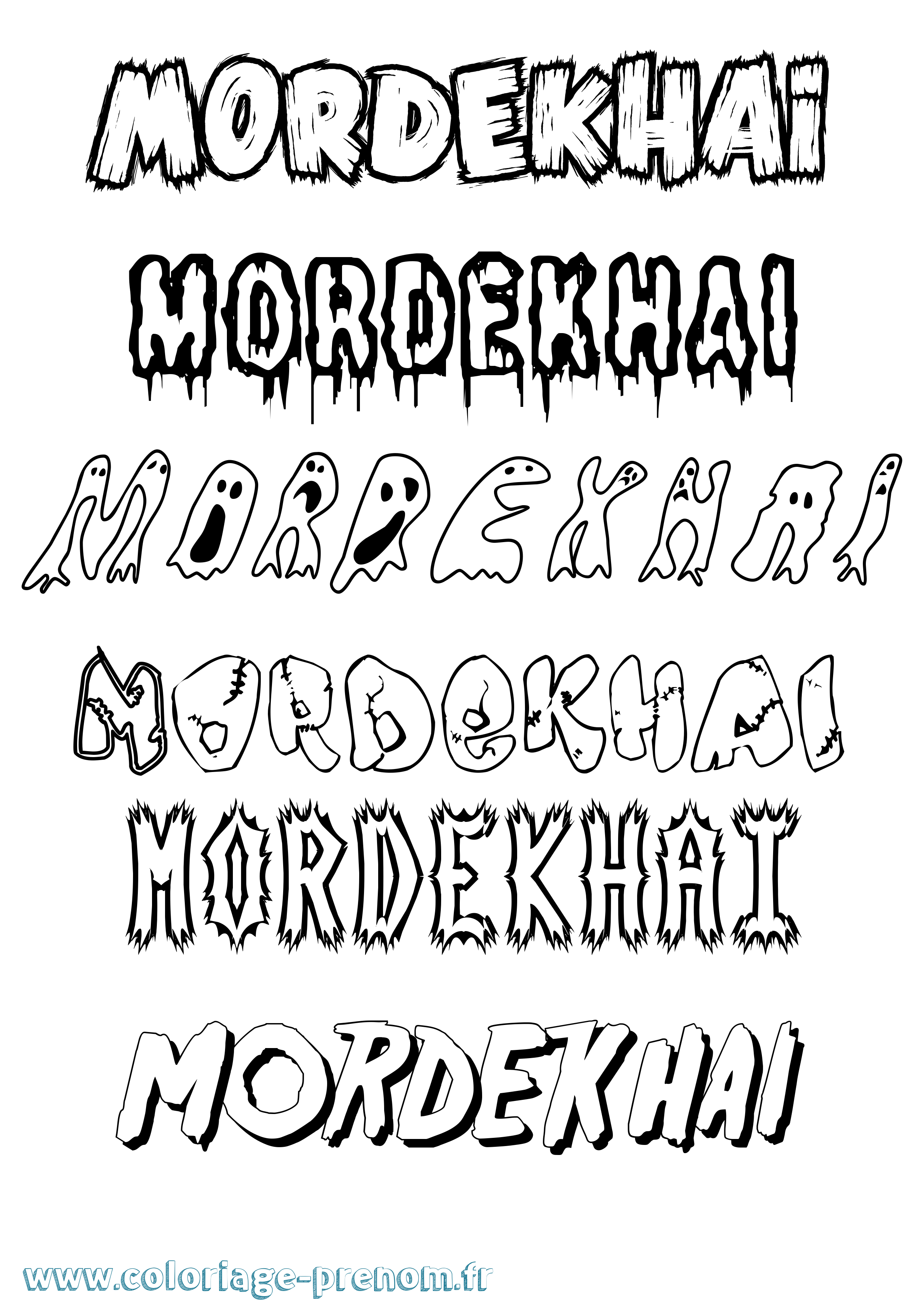 Coloriage Mordekhai Frisson Coloriage prénom Mordekhai Frisson