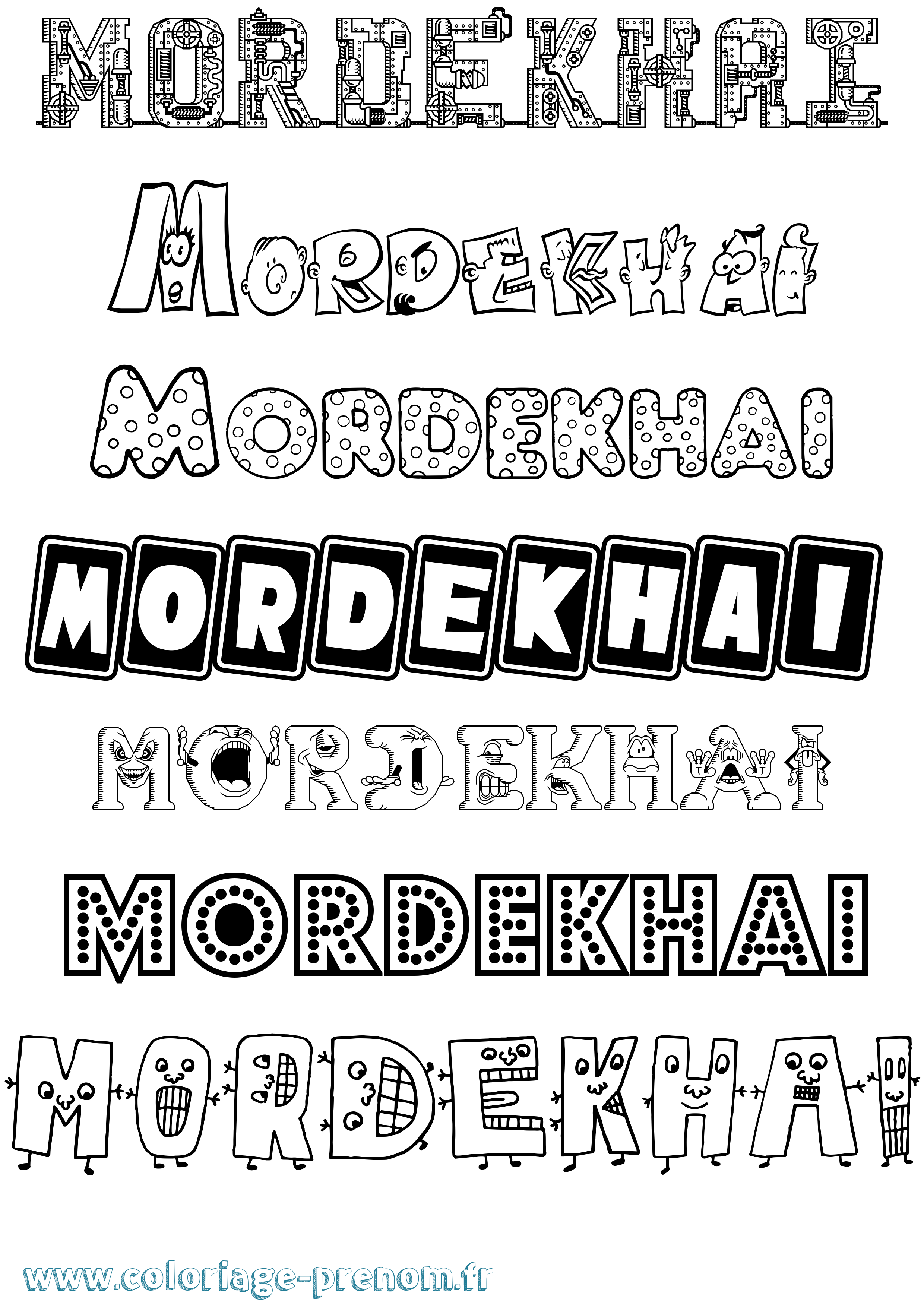 Coloriage Mordekhai Fun Coloriage prénom Mordekhai Fun