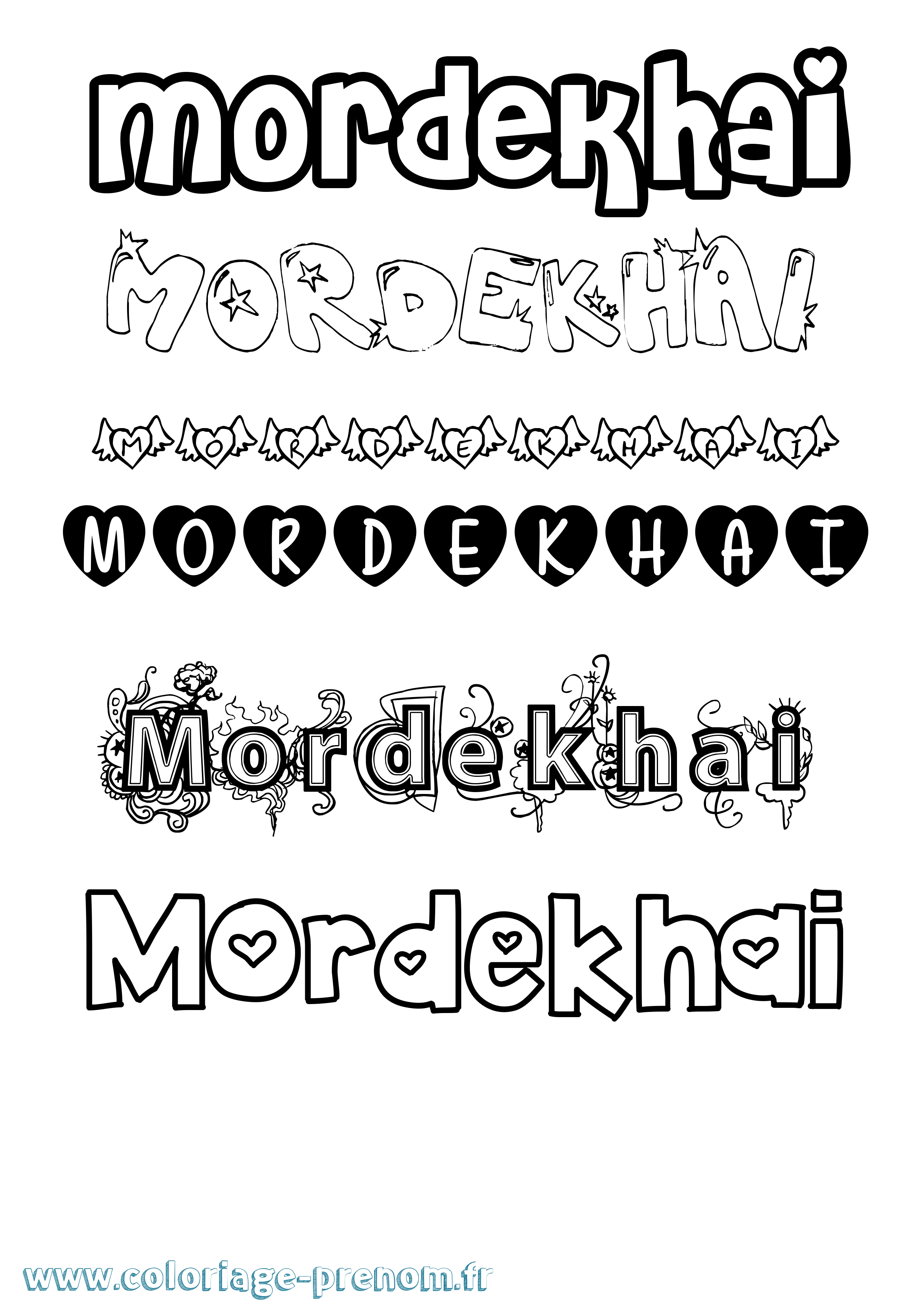 Coloriage Mordekhai Girly Coloriage prénom Mordekhai Girly