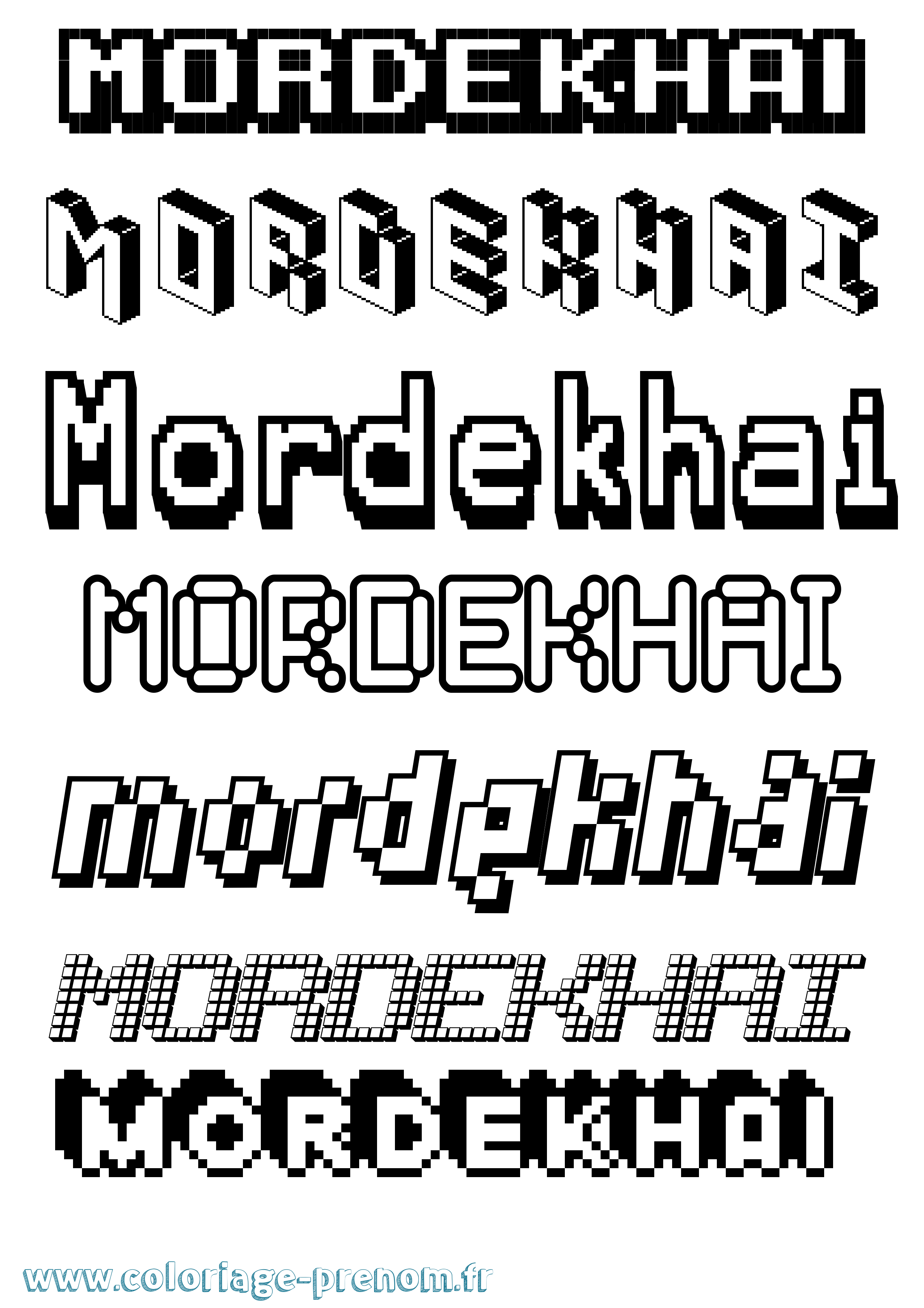 Coloriage Mordekhai Pixel Coloriage prénom Mordekhai Pixel