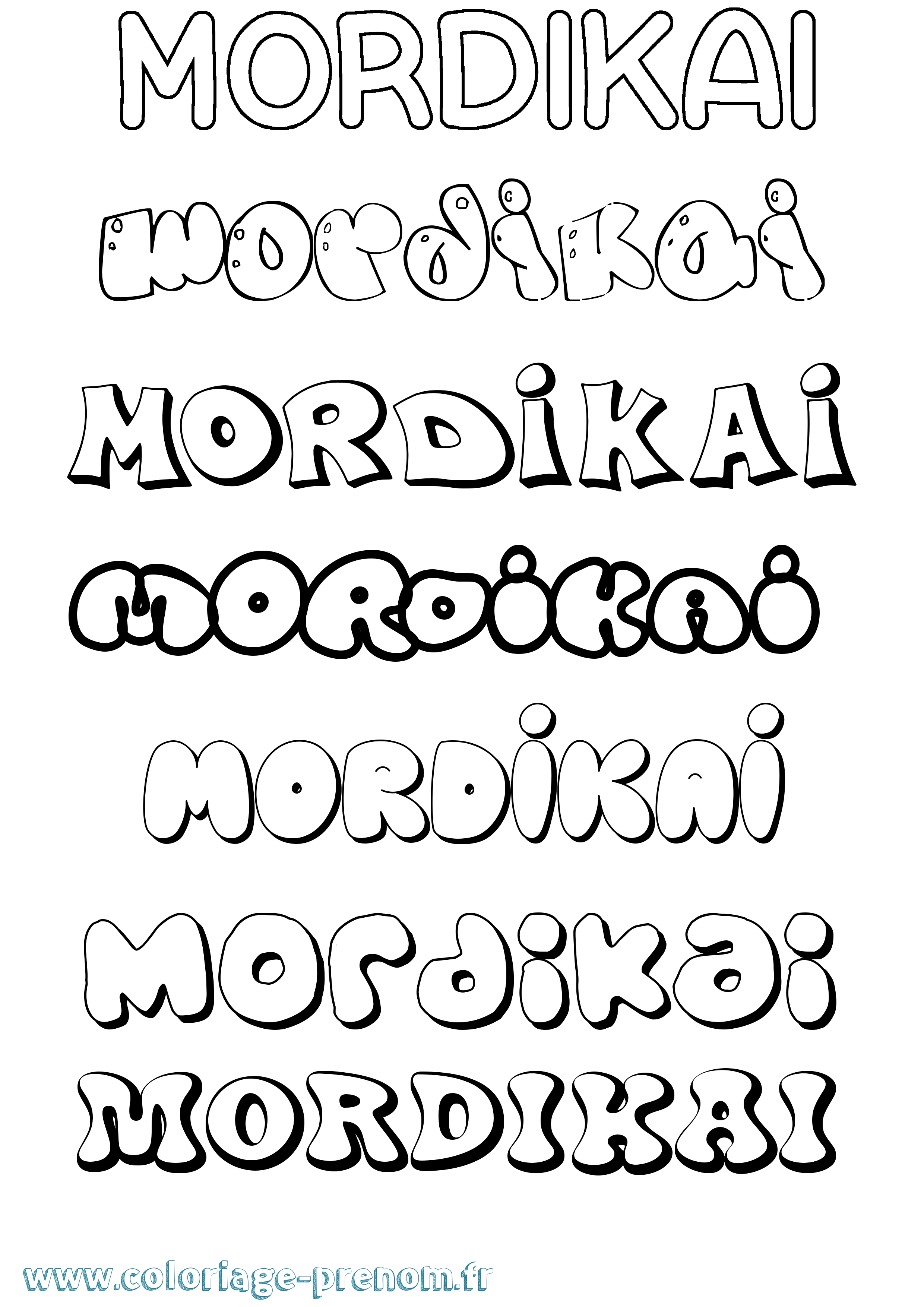 Coloriage Mordikai Bubble Coloriage prénom Mordikai Bubble