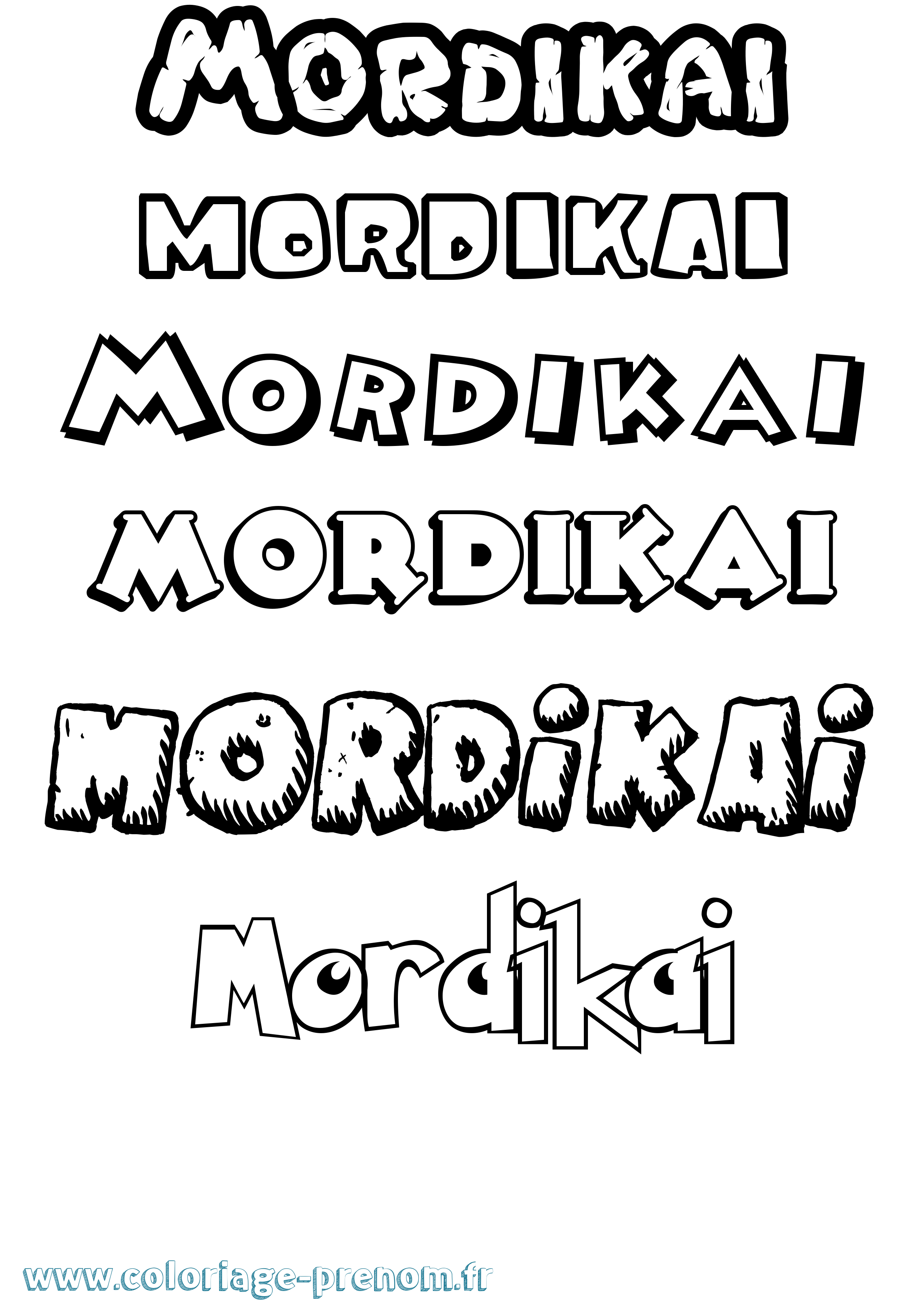 Coloriage Mordikai Dessin Animé Coloriage prénom Mordikai Dessin Animé