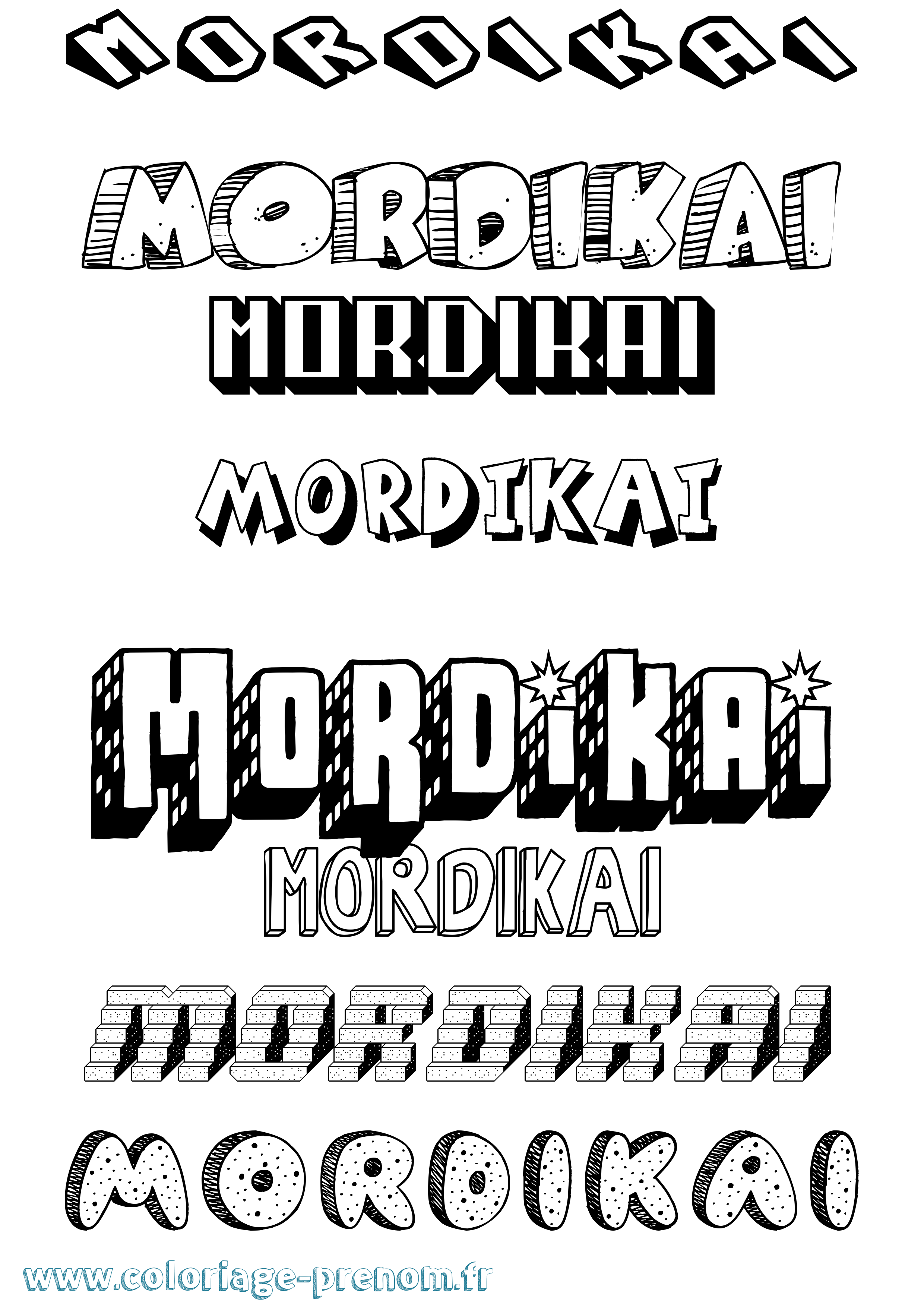 Coloriage Mordikai Effet 3D Coloriage prénom Mordikai Effet 3D