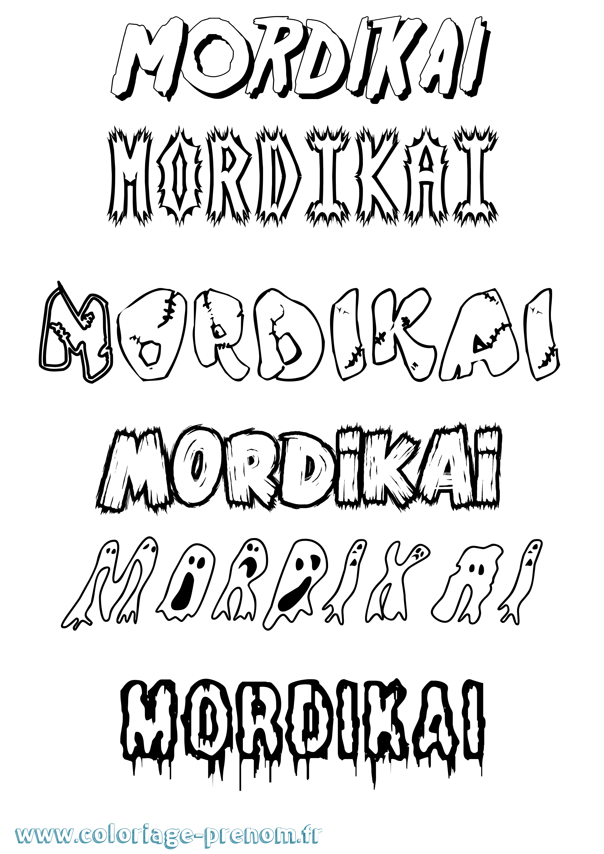 Coloriage Mordikai Frisson Coloriage prénom Mordikai Frisson