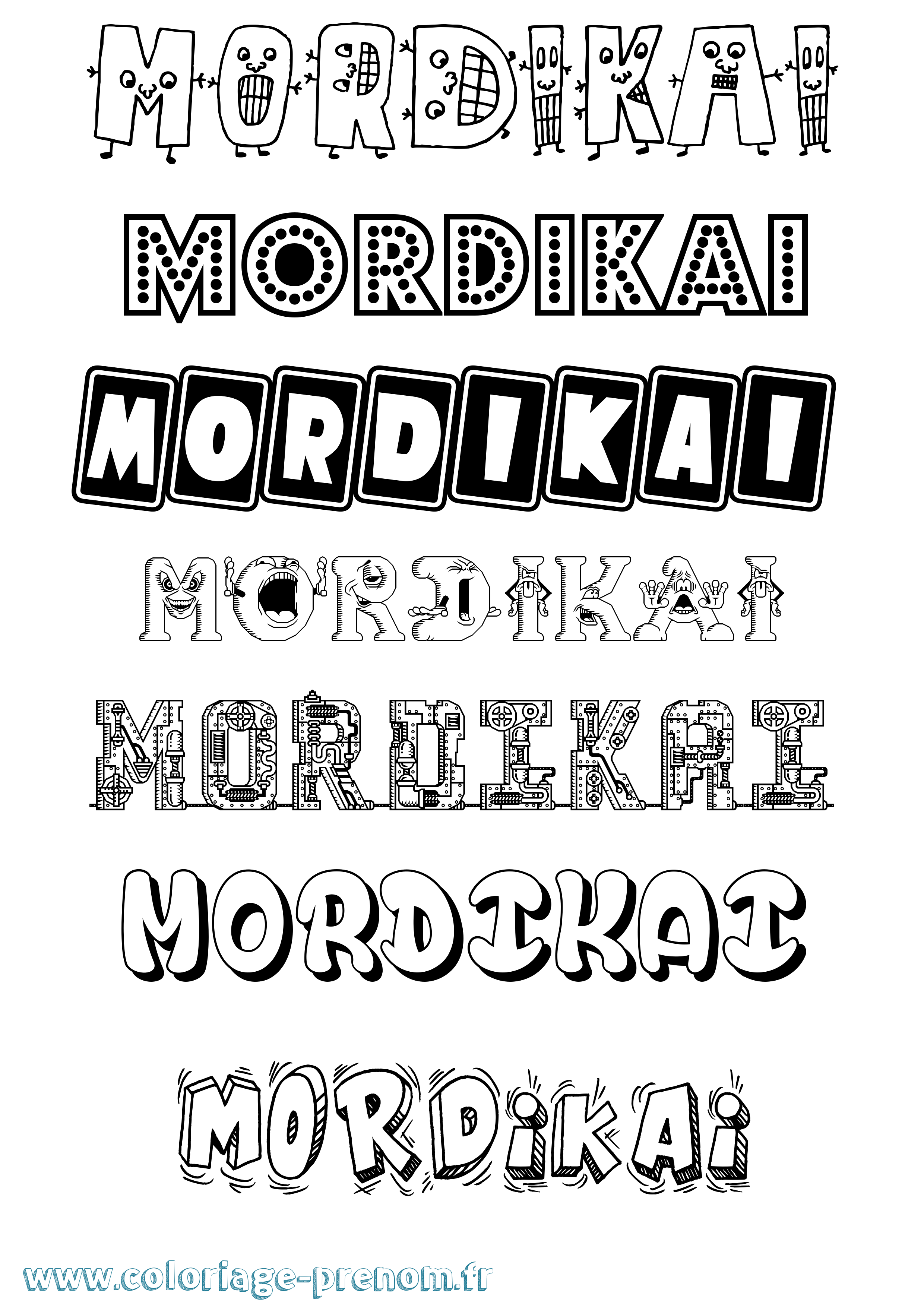 Coloriage Mordikai Fun Coloriage prénom Mordikai Fun
