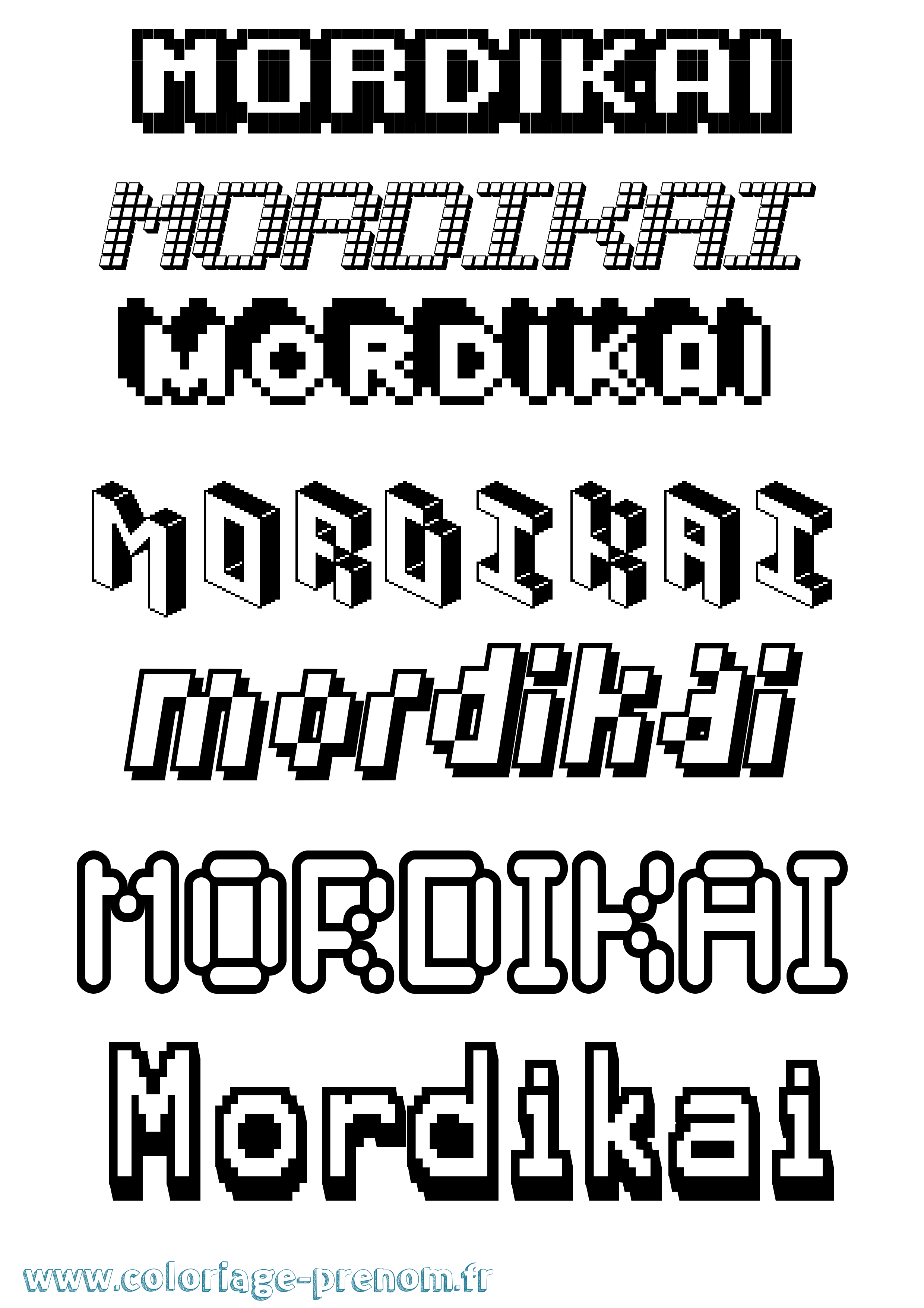 Coloriage Mordikai Pixel Coloriage prénom Mordikai Pixel