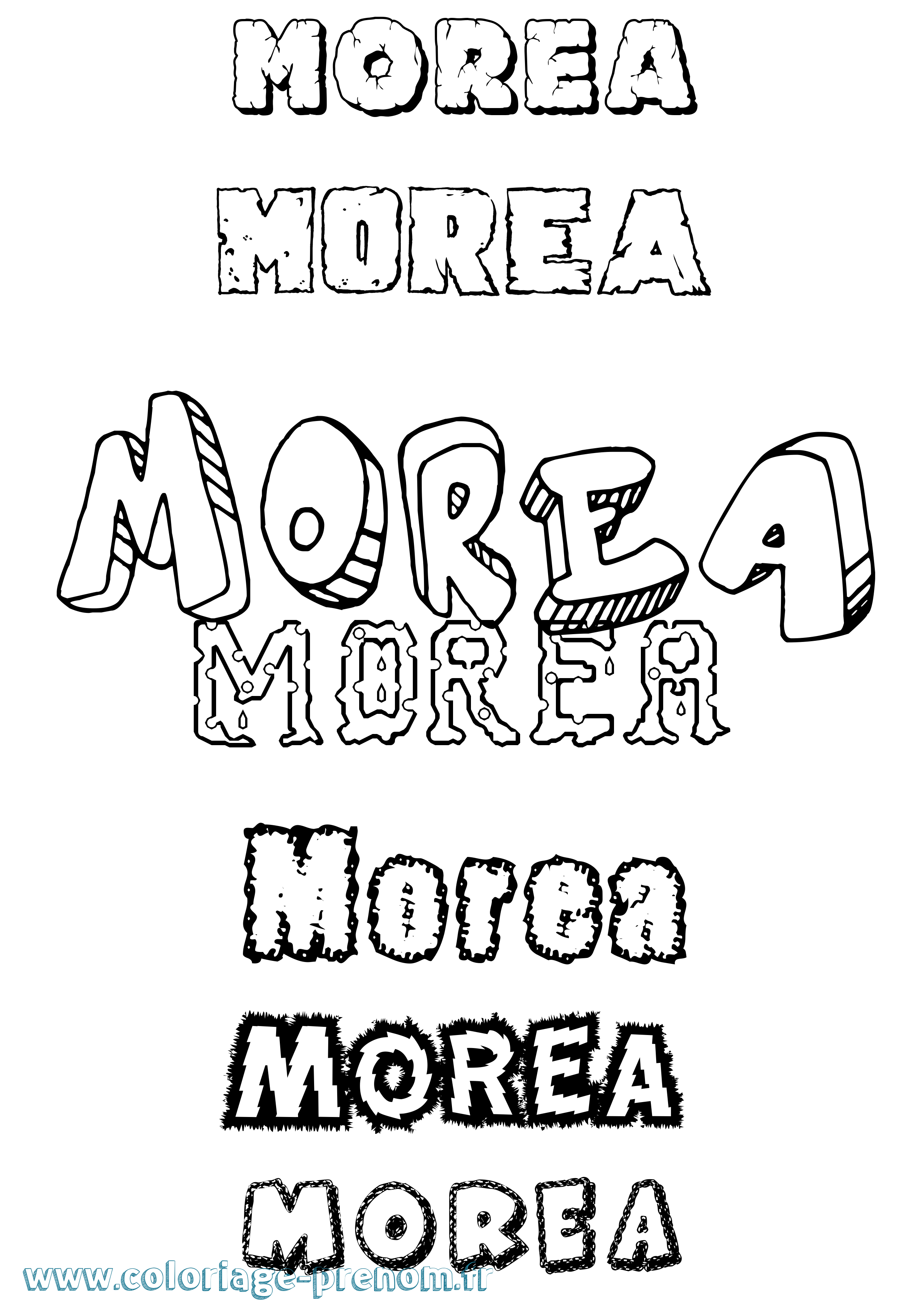 Coloriage Morea Destructuré Coloriage prénom Morea Destructuré