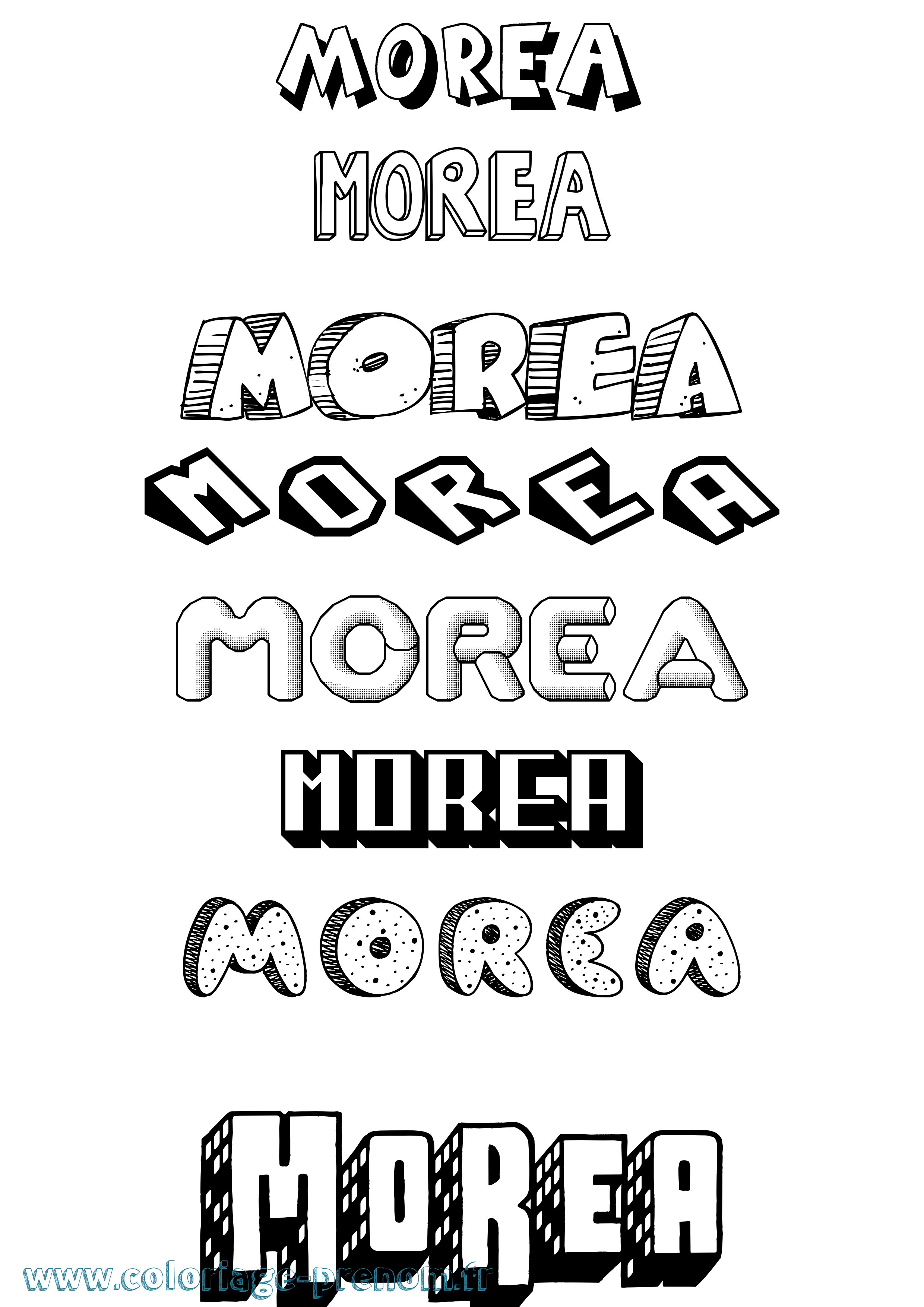 Coloriage Morea Effet 3D Coloriage prénom Morea Effet 3D
