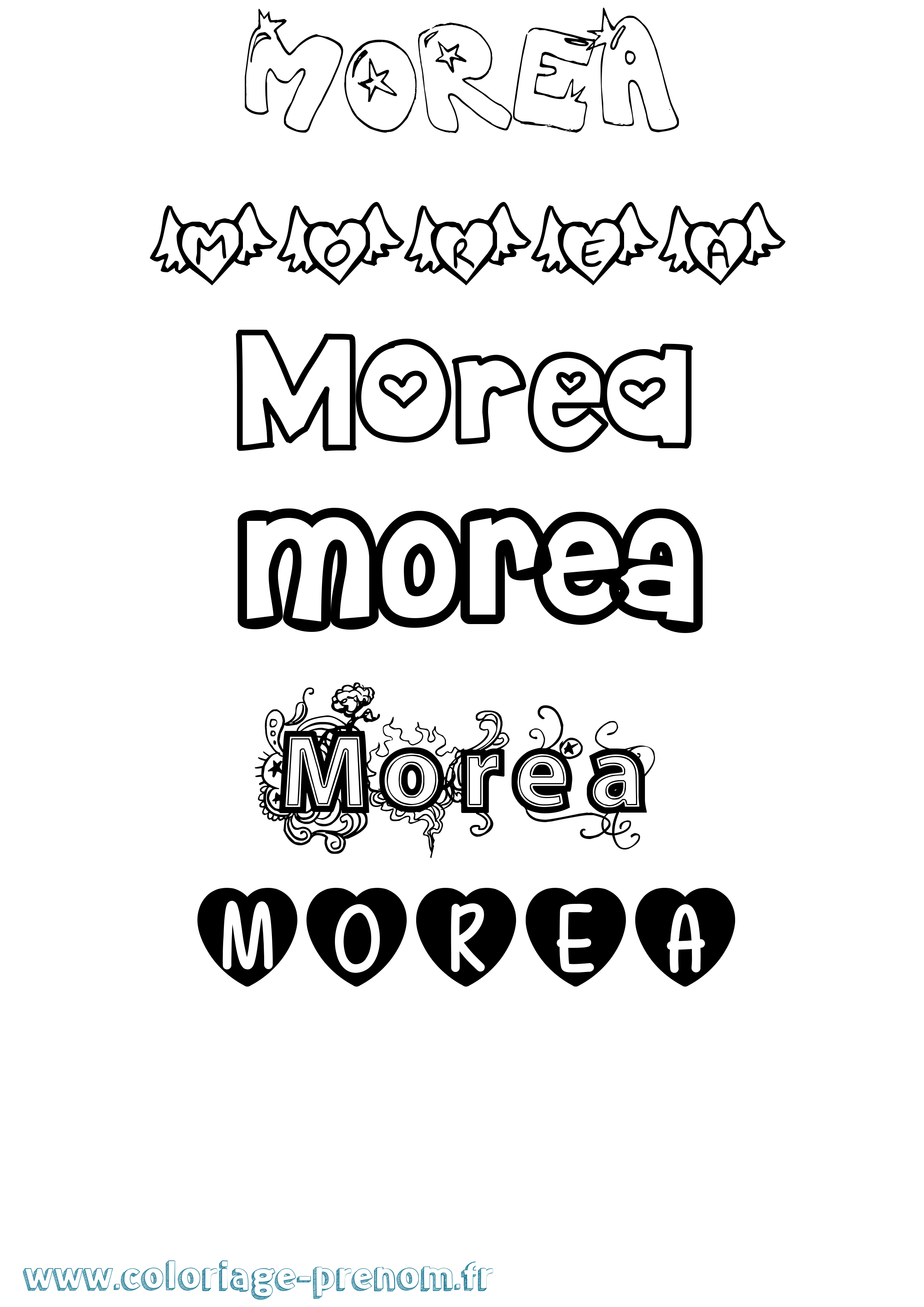 Coloriage Morea Girly Coloriage prénom Morea Girly