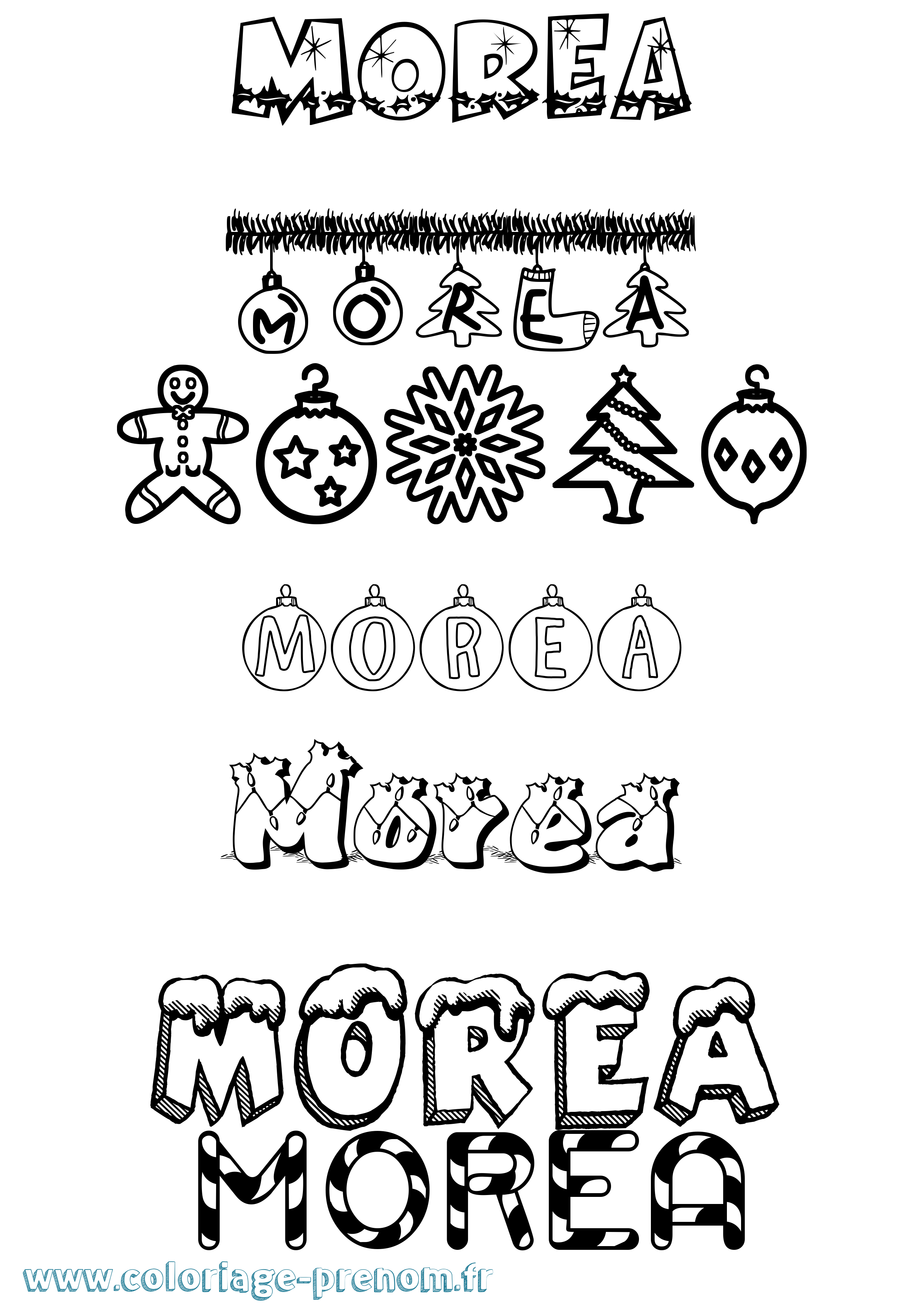 Coloriage Morea Noël Coloriage prénom Morea Noël