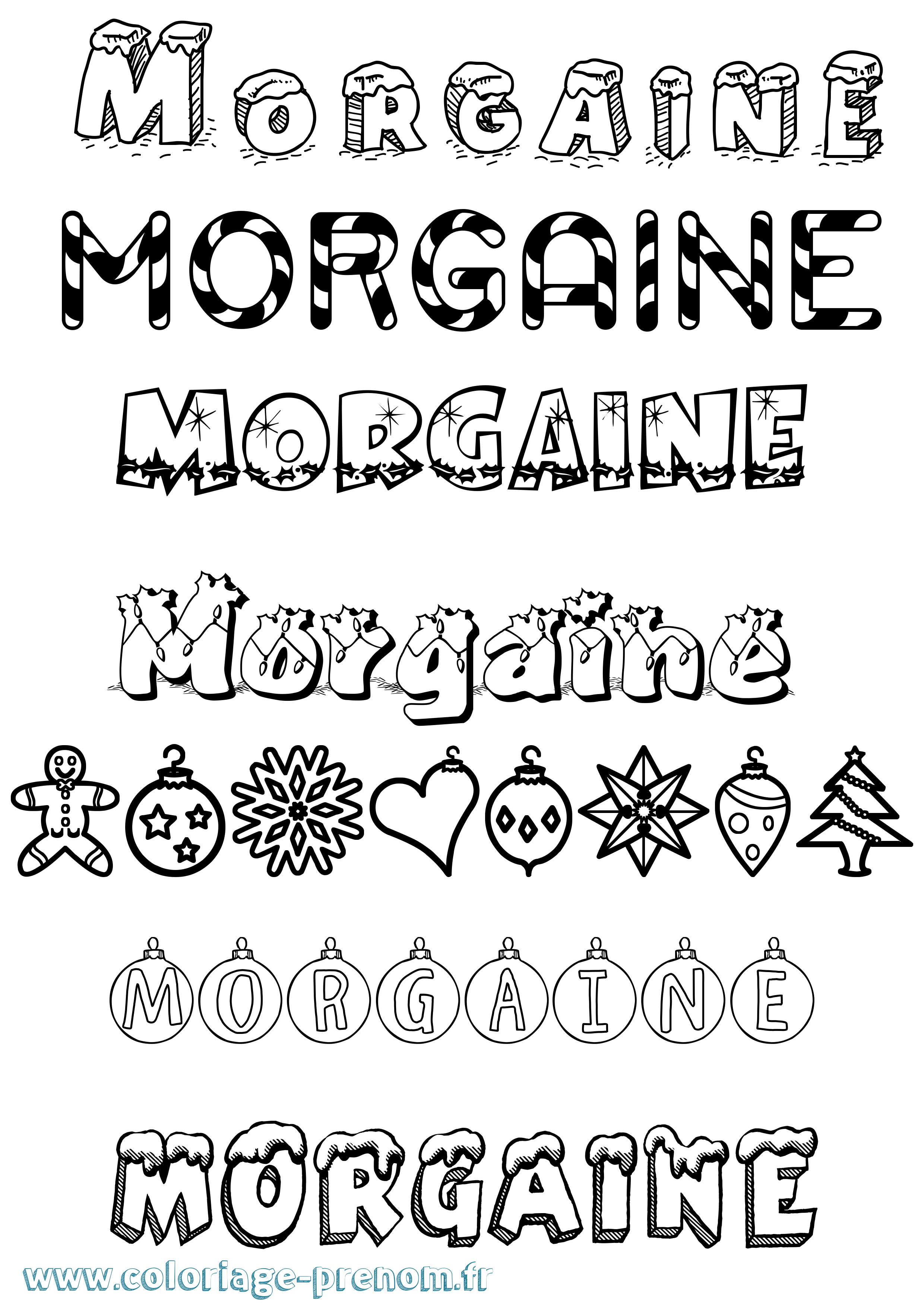 Coloriage Morgaine Noël Coloriage prénom Morgaine Noël