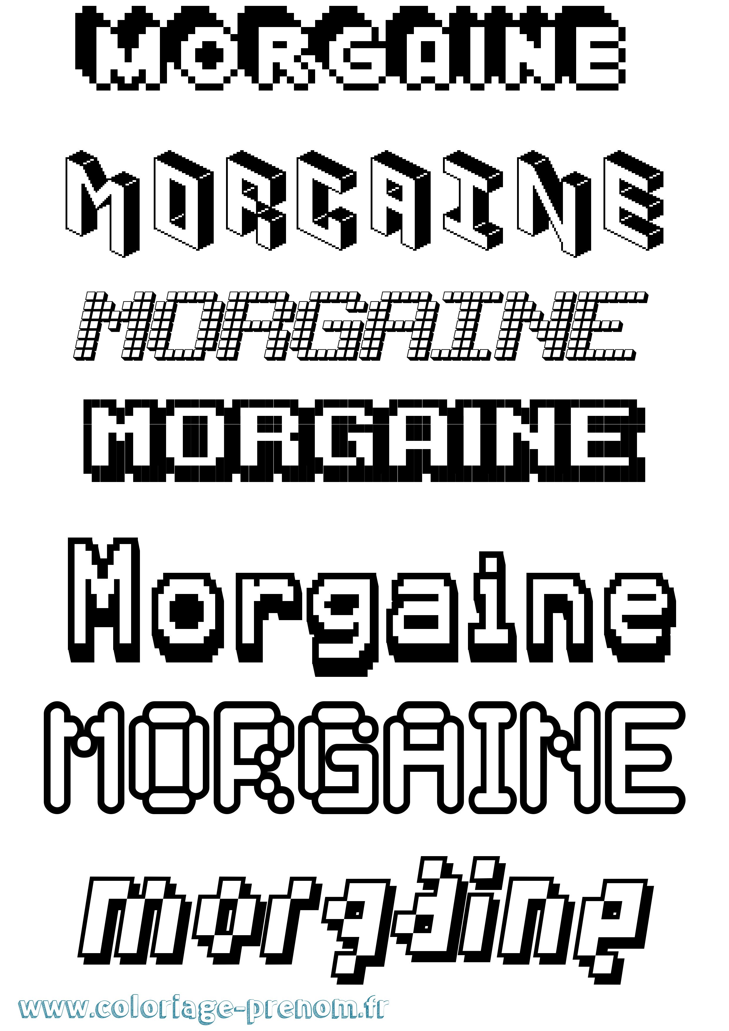Coloriage Morgaine Pixel Coloriage prénom Morgaine Pixel