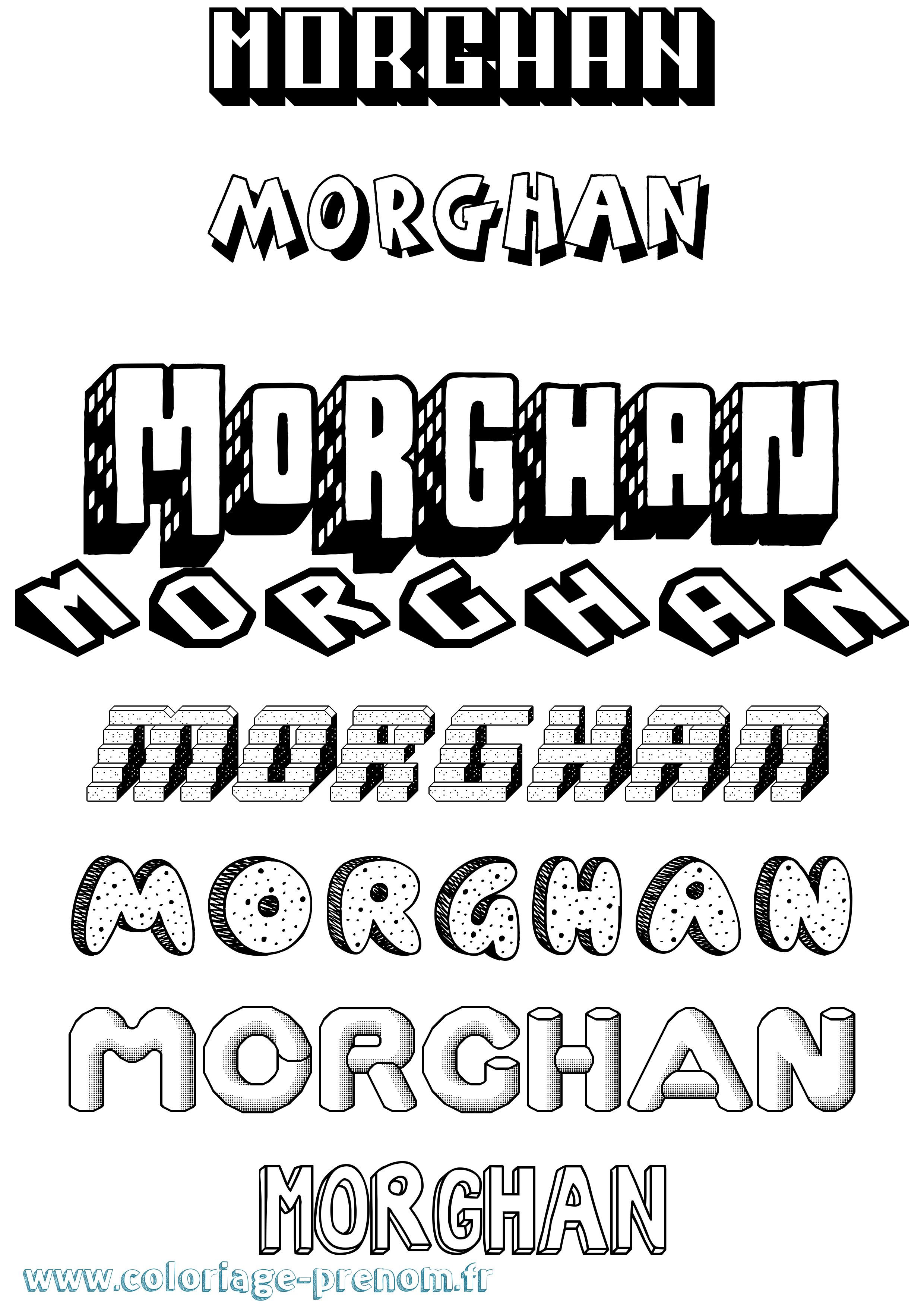 Coloriage Morghan Effet 3D Coloriage prénom Morghan Effet 3D