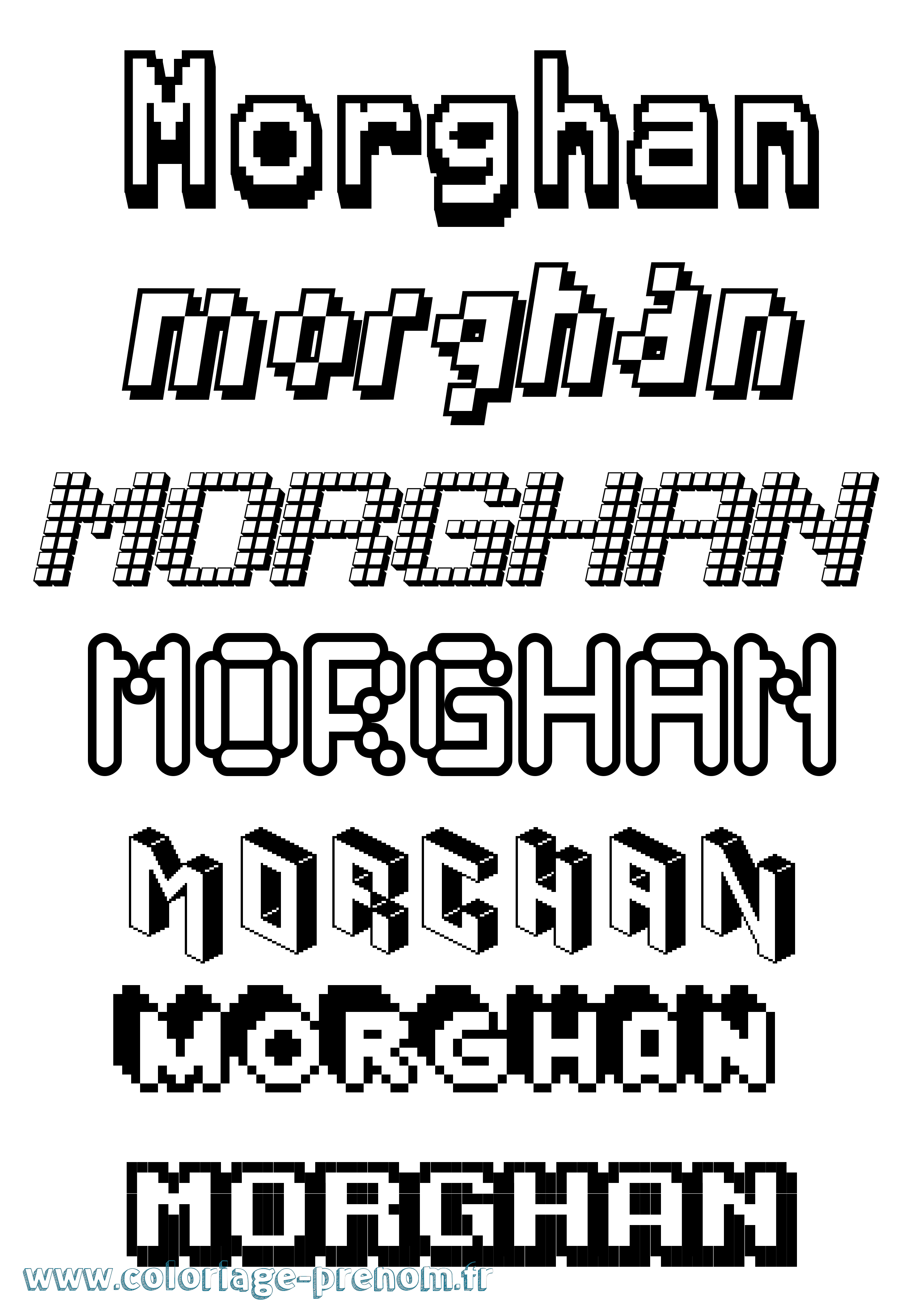 Coloriage Morghan Pixel Coloriage prénom Morghan Pixel