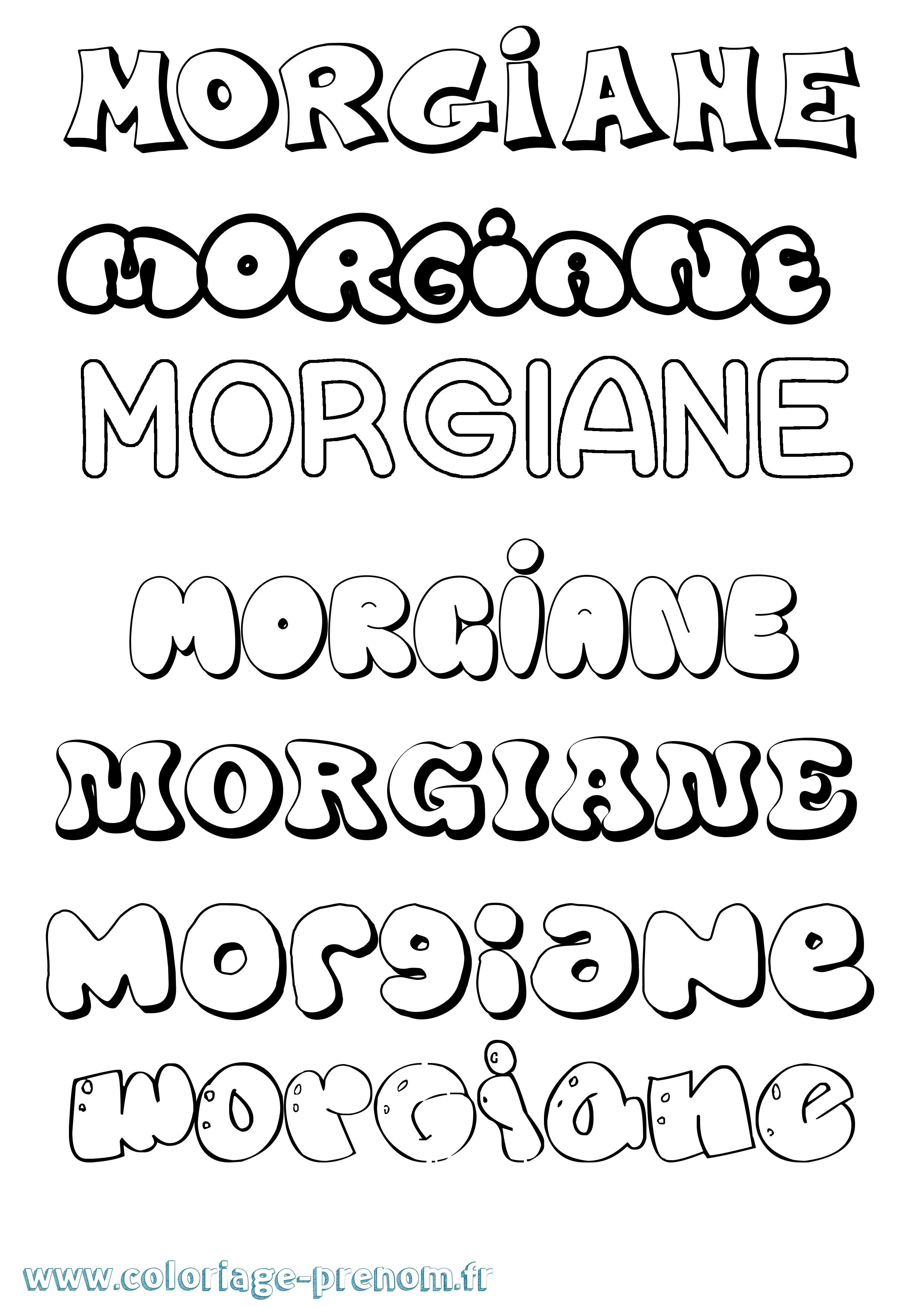 Coloriage Morgiane Bubble Coloriage prénom Morgiane Bubble