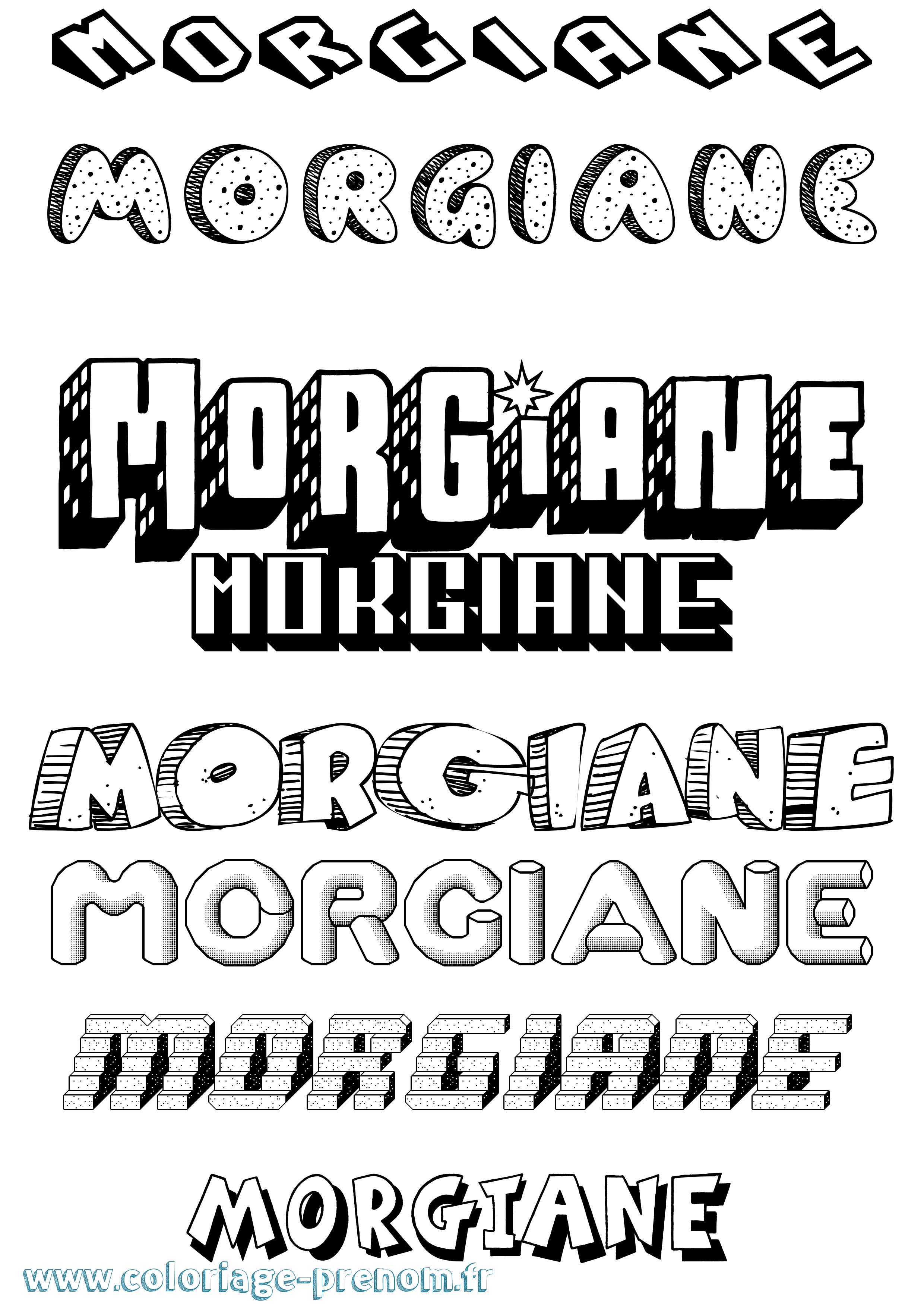 Coloriage Morgiane Effet 3D Coloriage prénom Morgiane Effet 3D