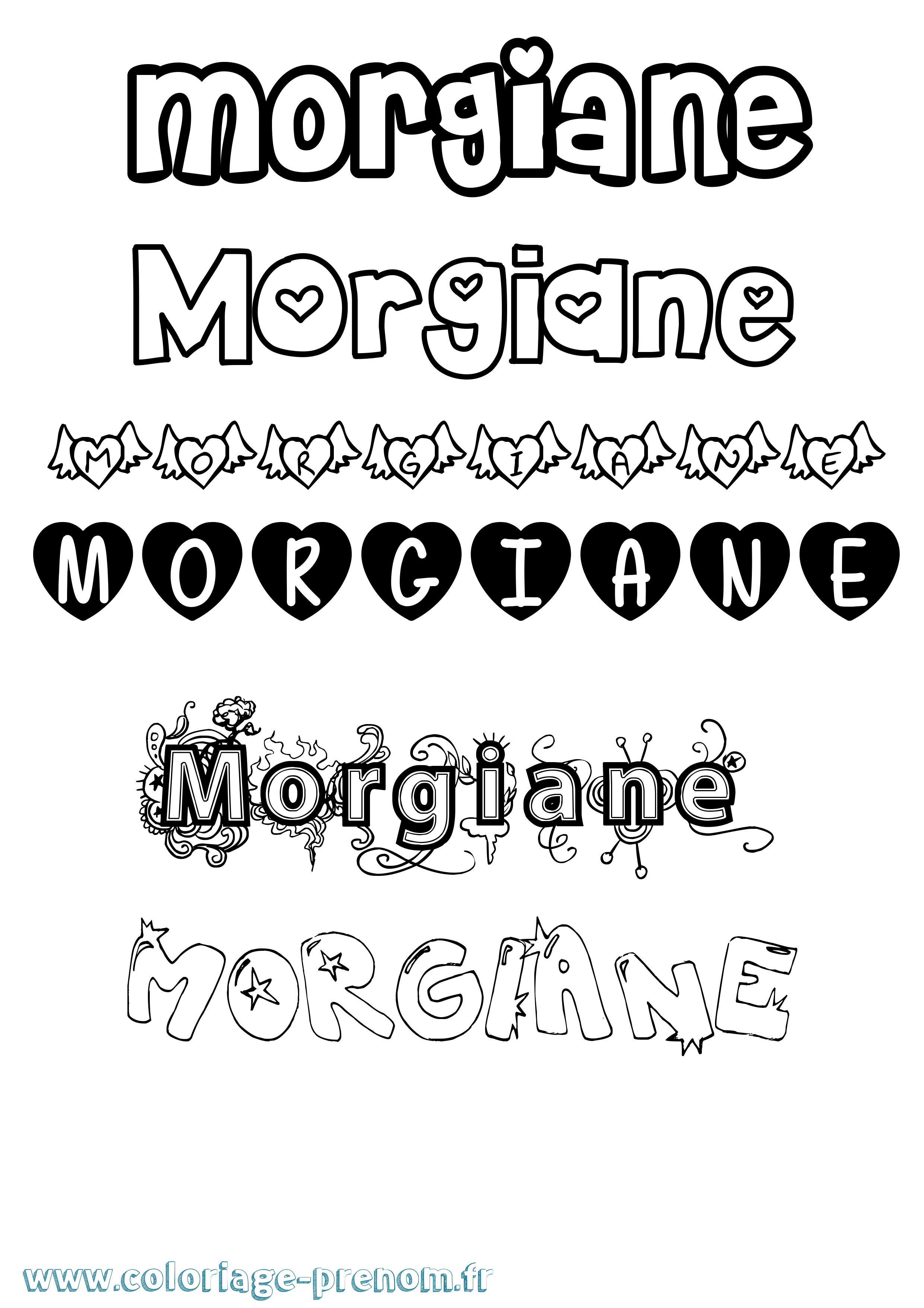 Coloriage Morgiane Girly Coloriage prénom Morgiane Girly