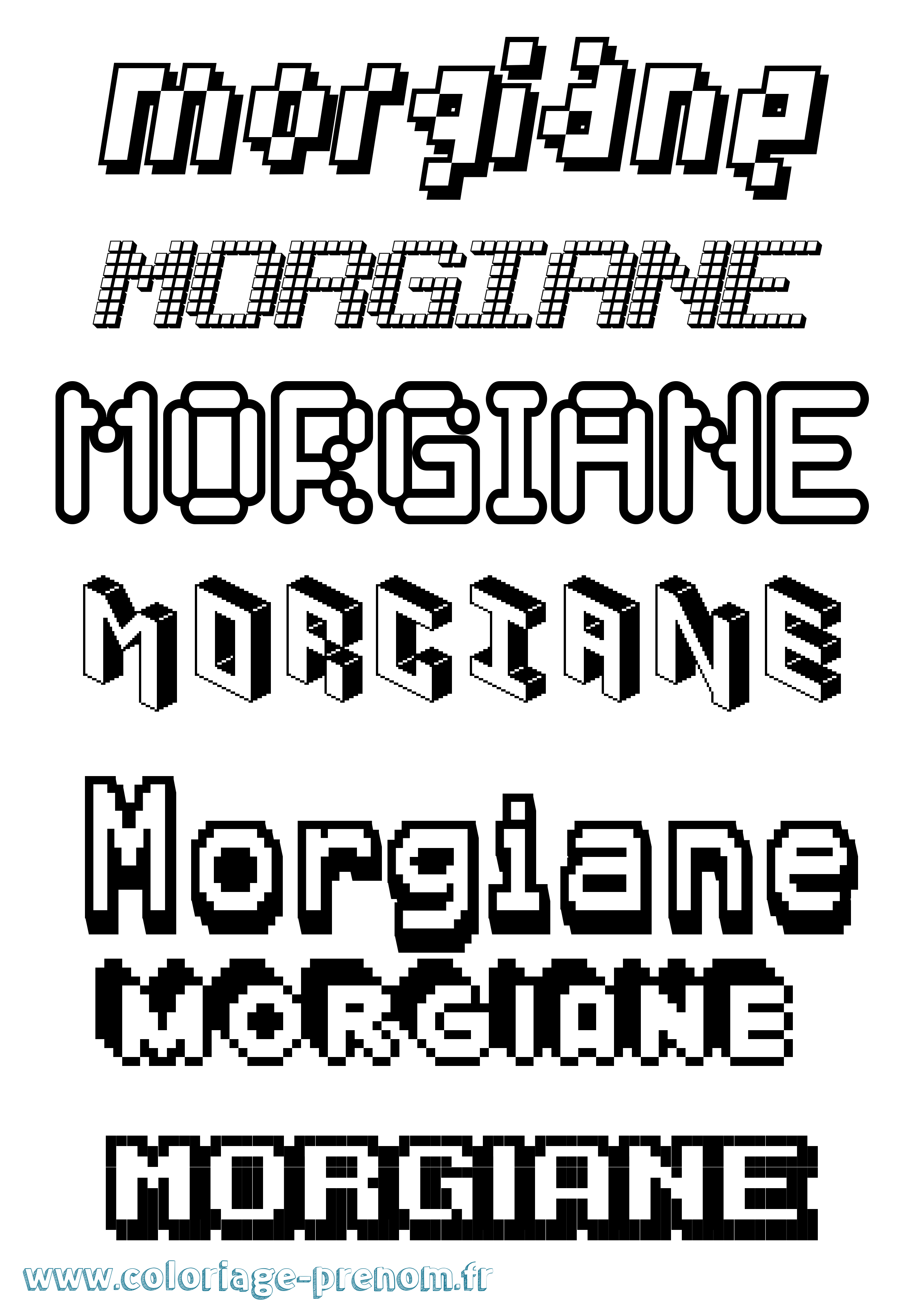 Coloriage Morgiane Pixel Coloriage prénom Morgiane Pixel