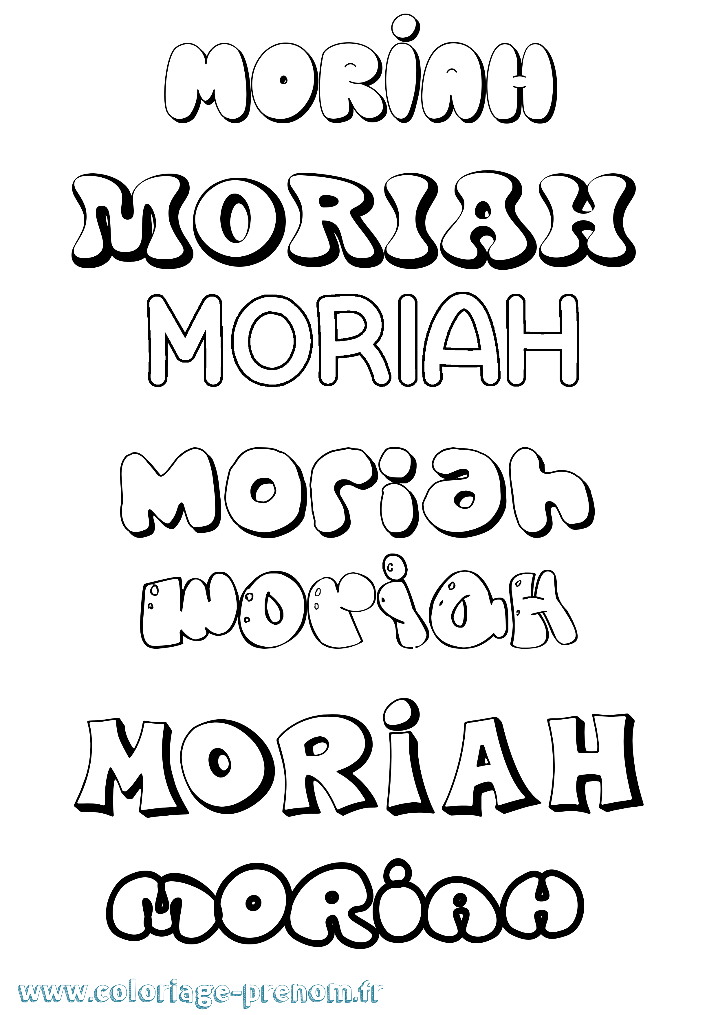 Coloriage Moriah Bubble Coloriage prénom Moriah Bubble