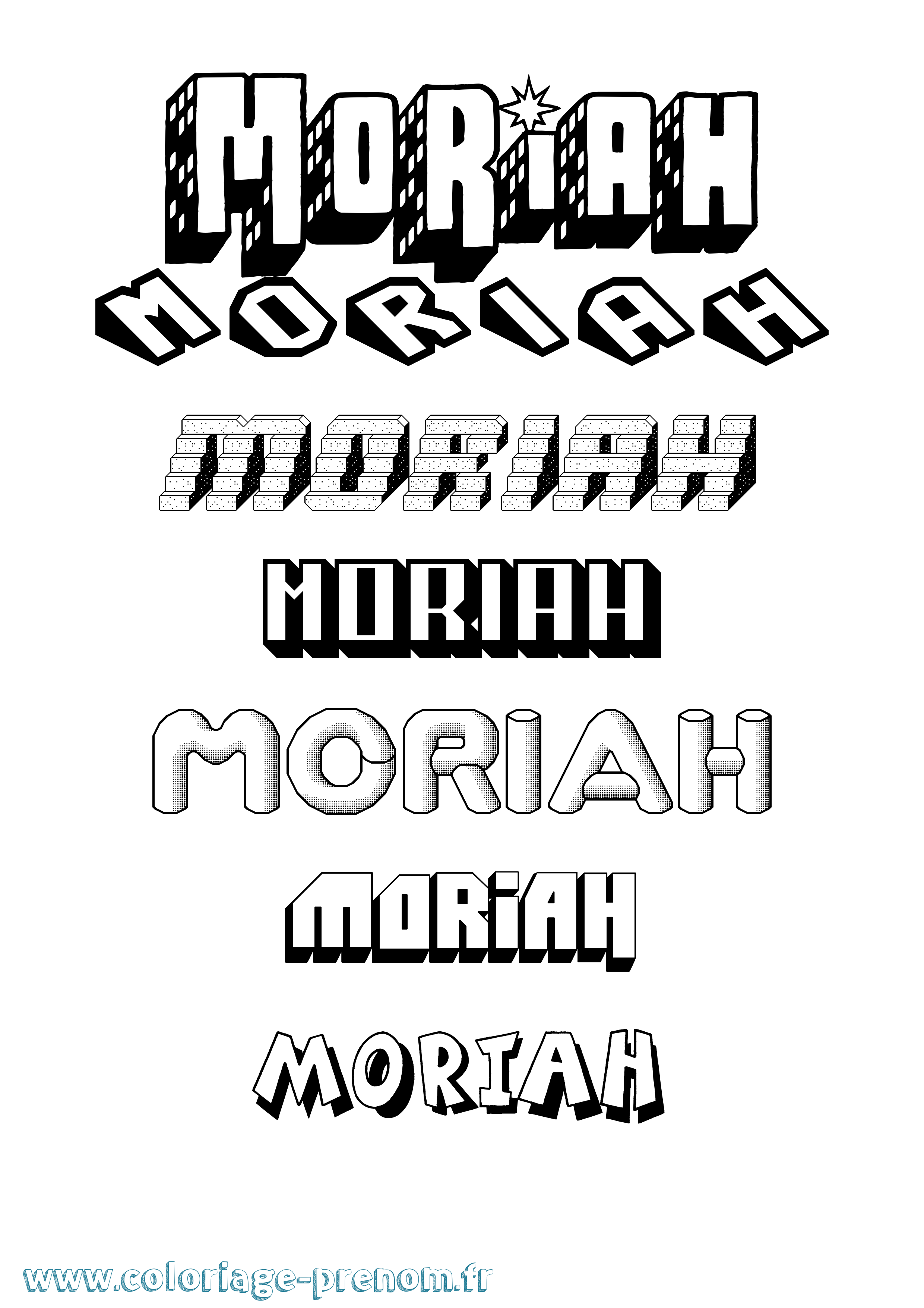 Coloriage Moriah Effet 3D Coloriage prénom Moriah Effet 3D