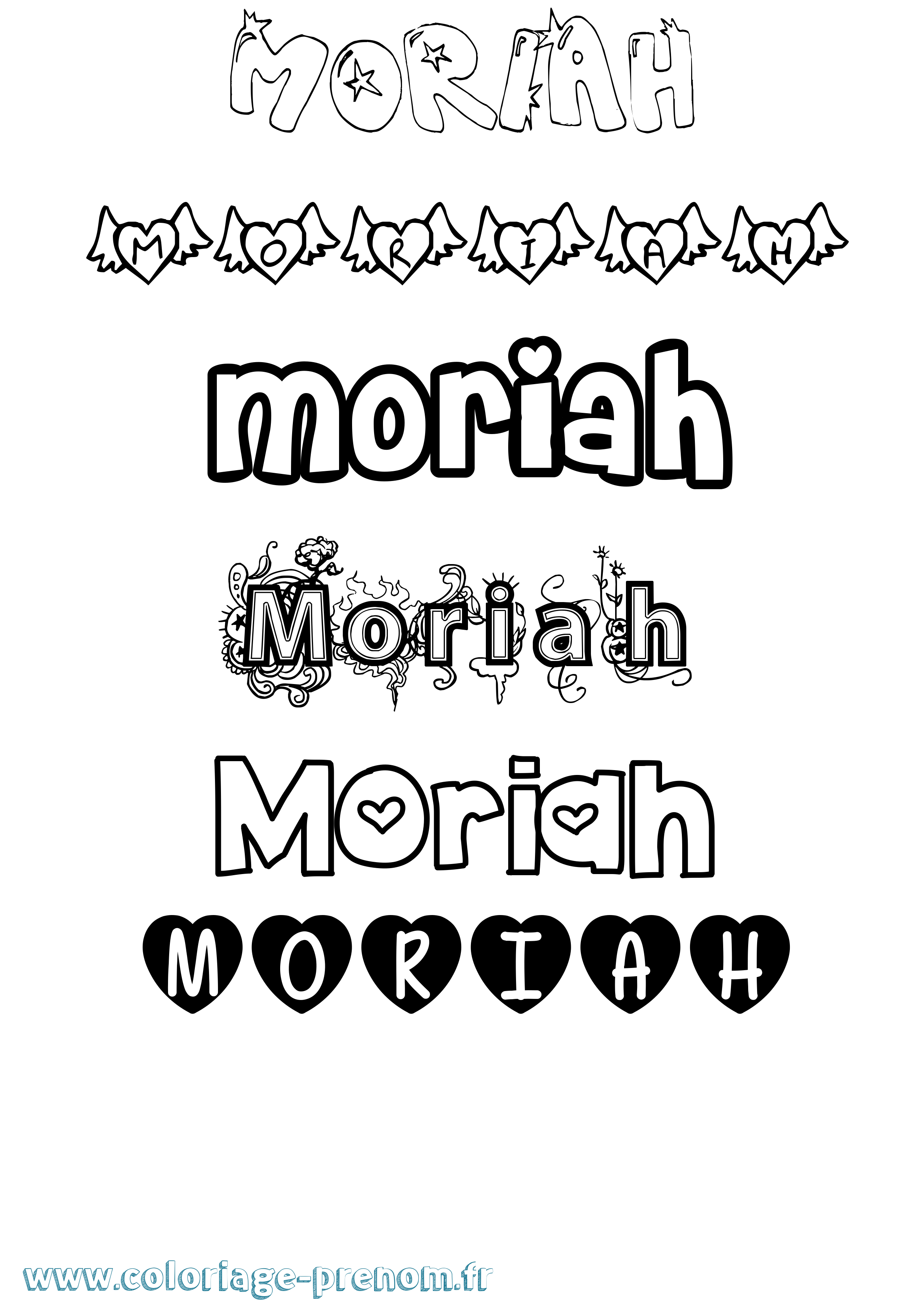 Coloriage Moriah Girly Coloriage prénom Moriah Girly