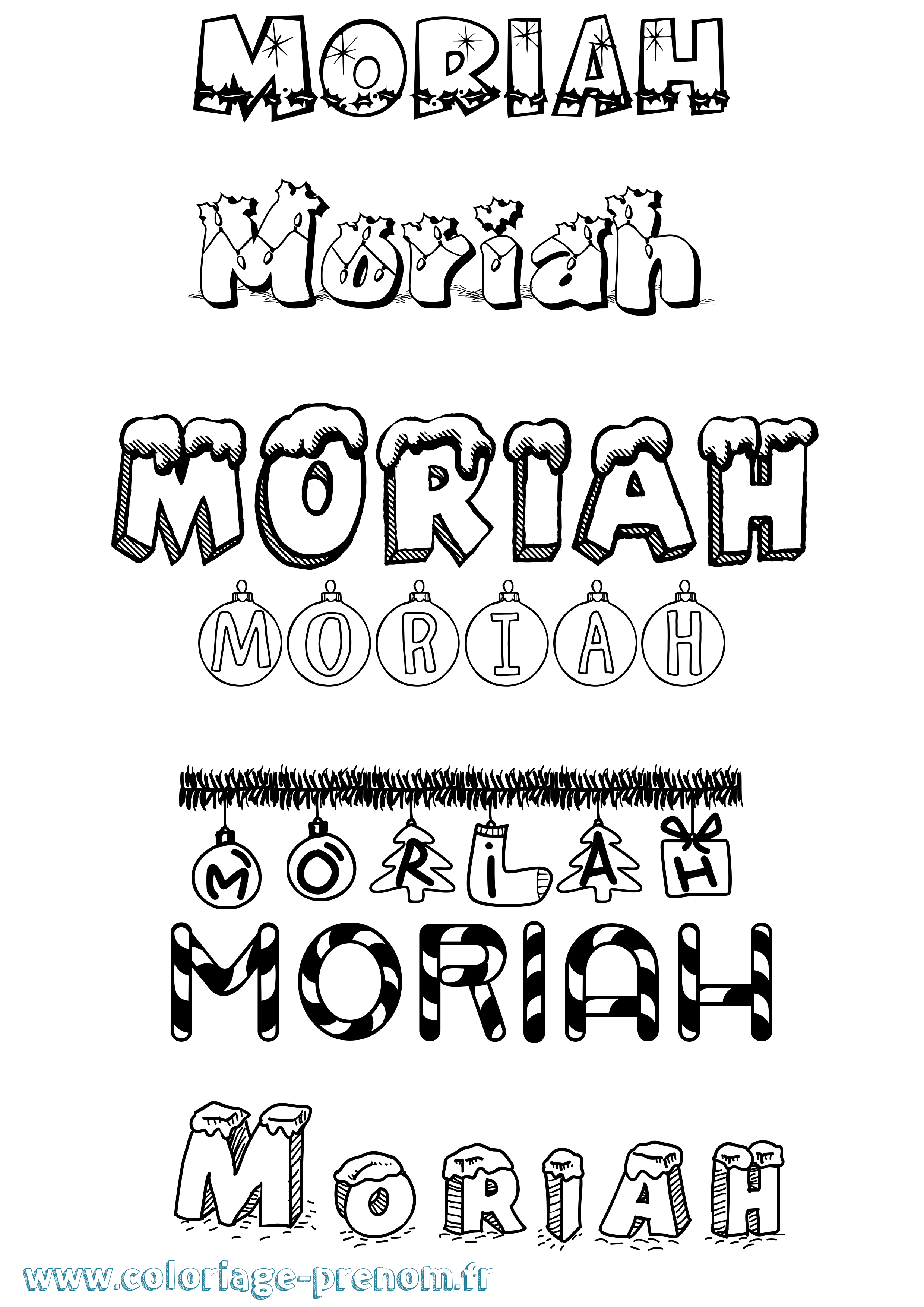 Coloriage Moriah Noël Coloriage prénom Moriah Noël