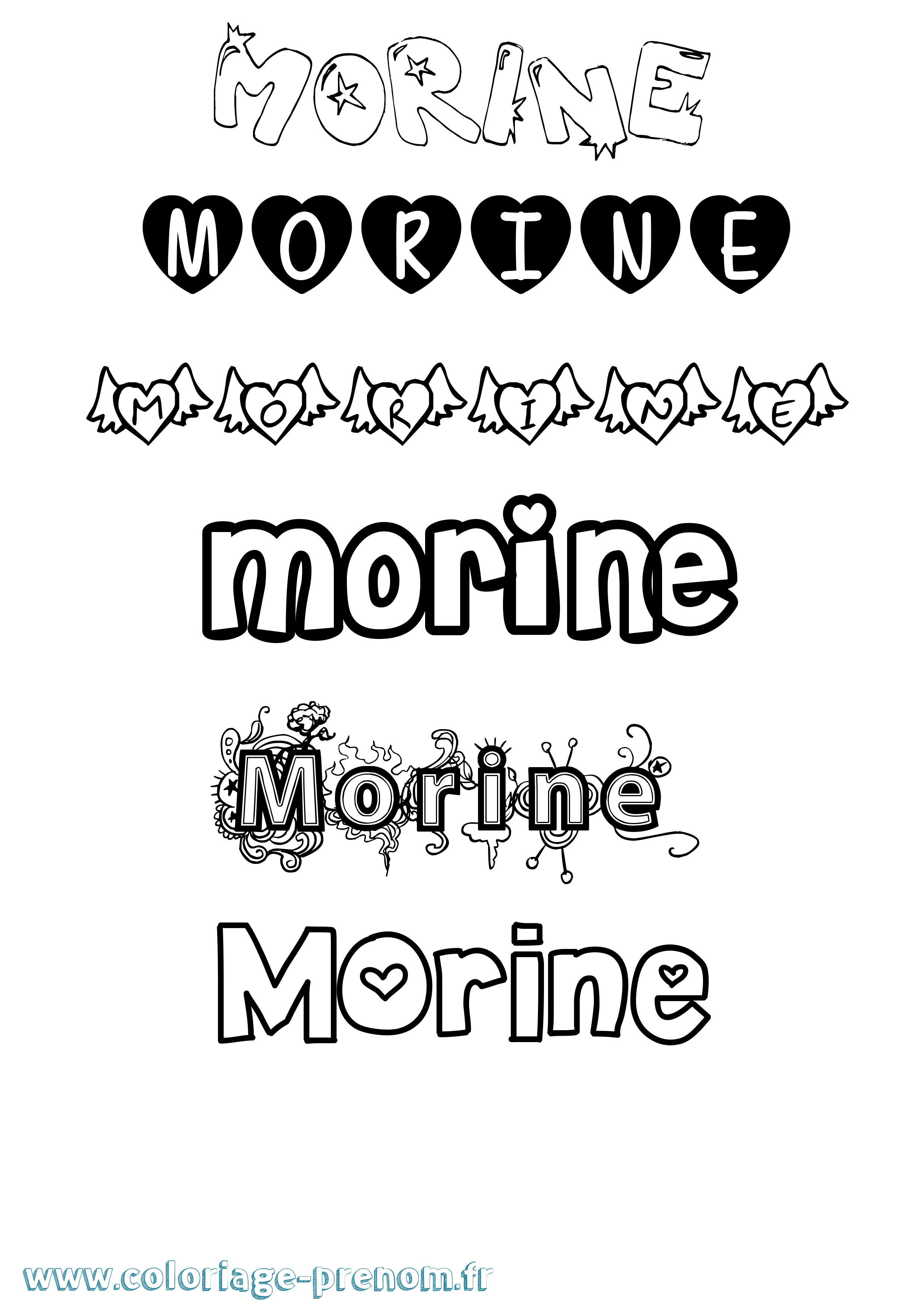Coloriage Morine Girly Coloriage prénom Morine Girly