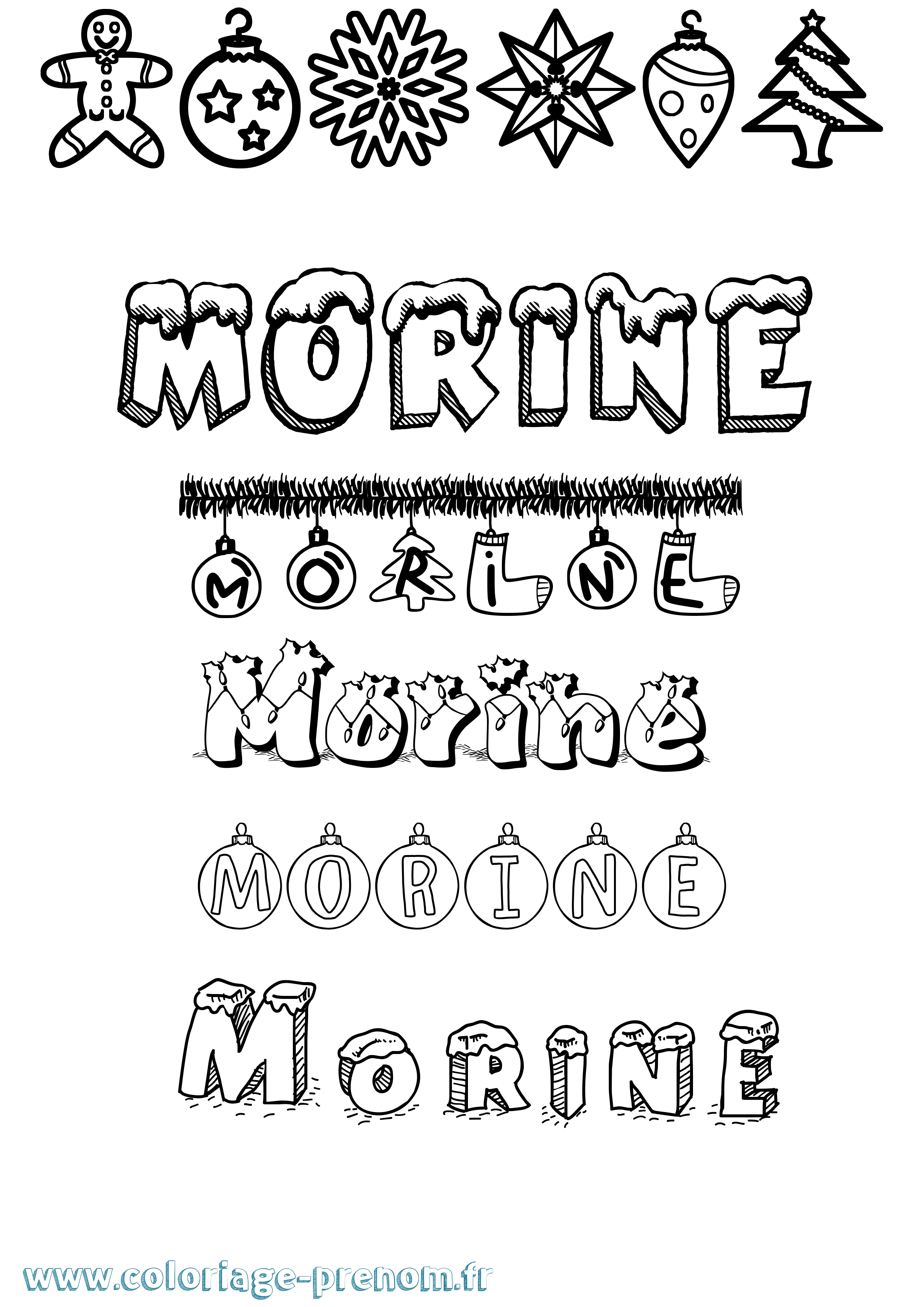 Coloriage Morine Noël Coloriage prénom Morine Noël