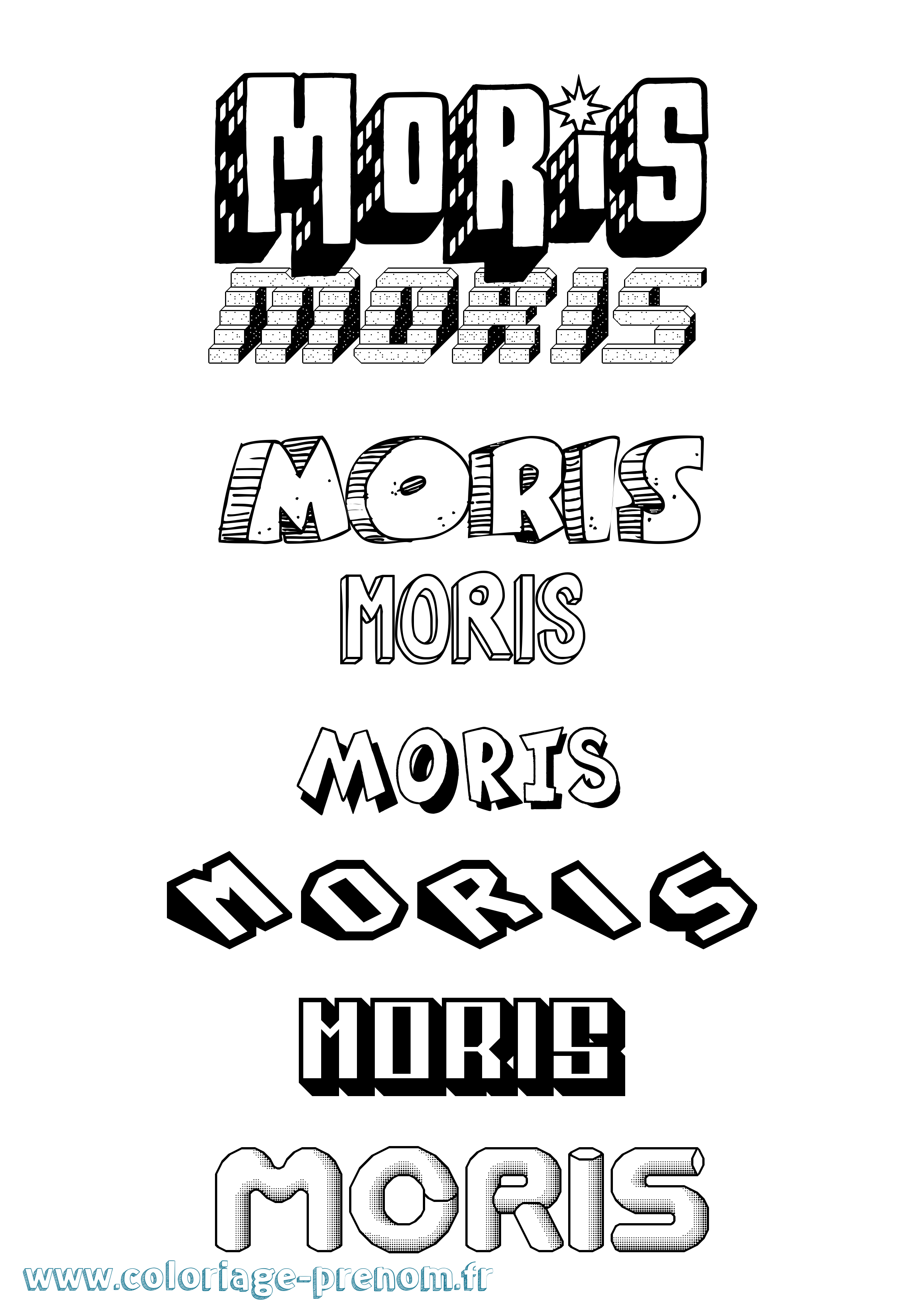 Coloriage Moris Effet 3D Coloriage prénom Moris Effet 3D