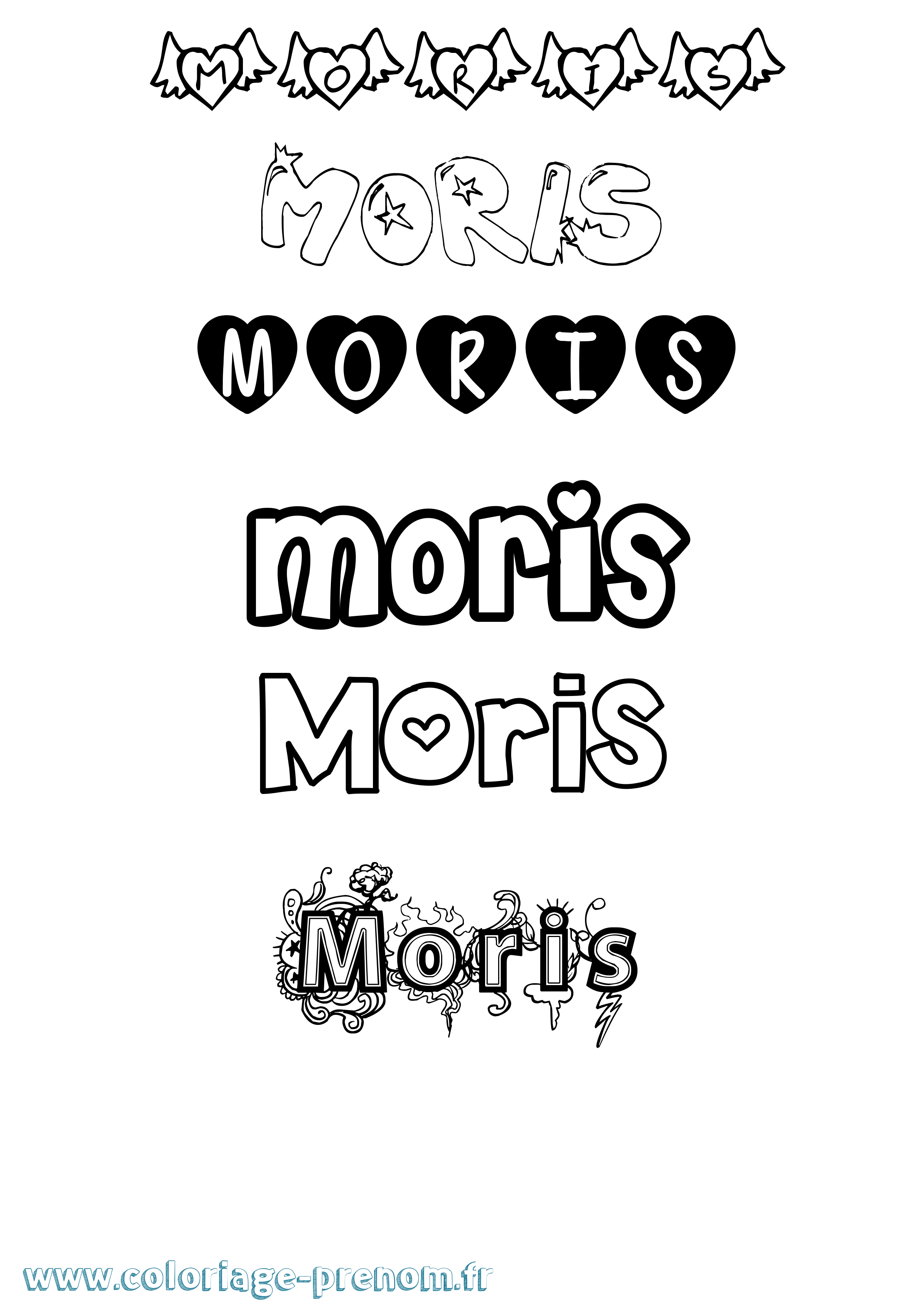 Coloriage Moris Girly Coloriage prénom Moris Girly
