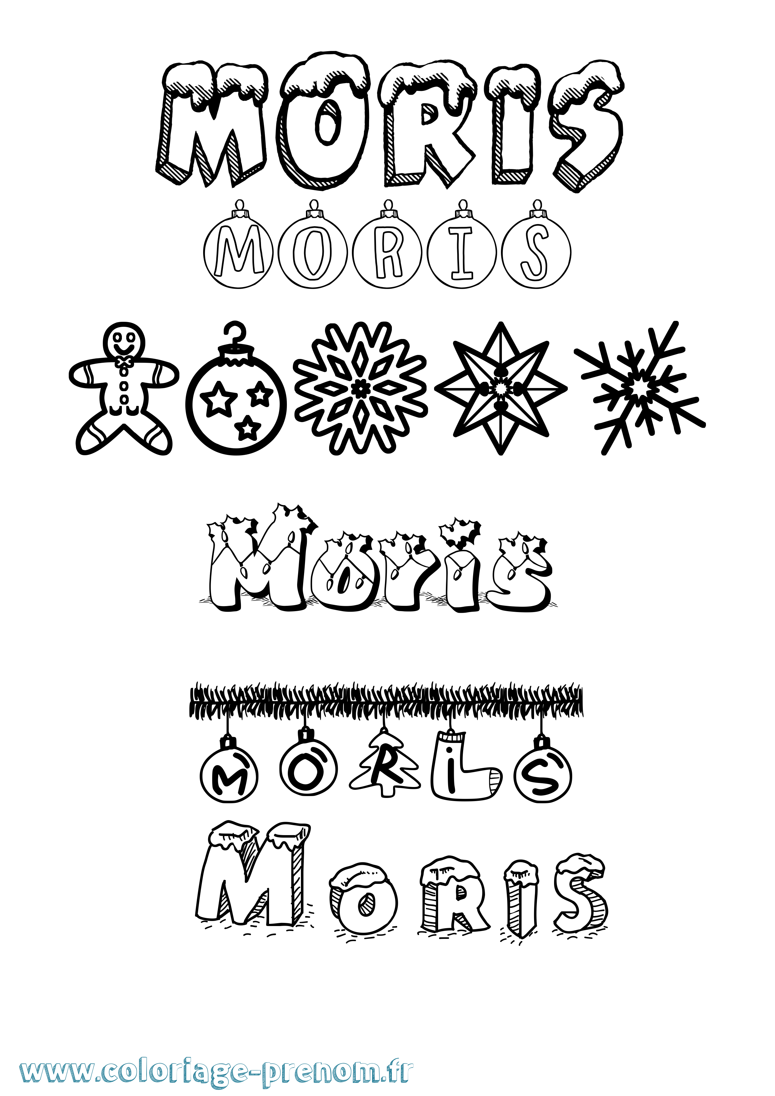 Coloriage Moris Noël Coloriage prénom Moris Noël