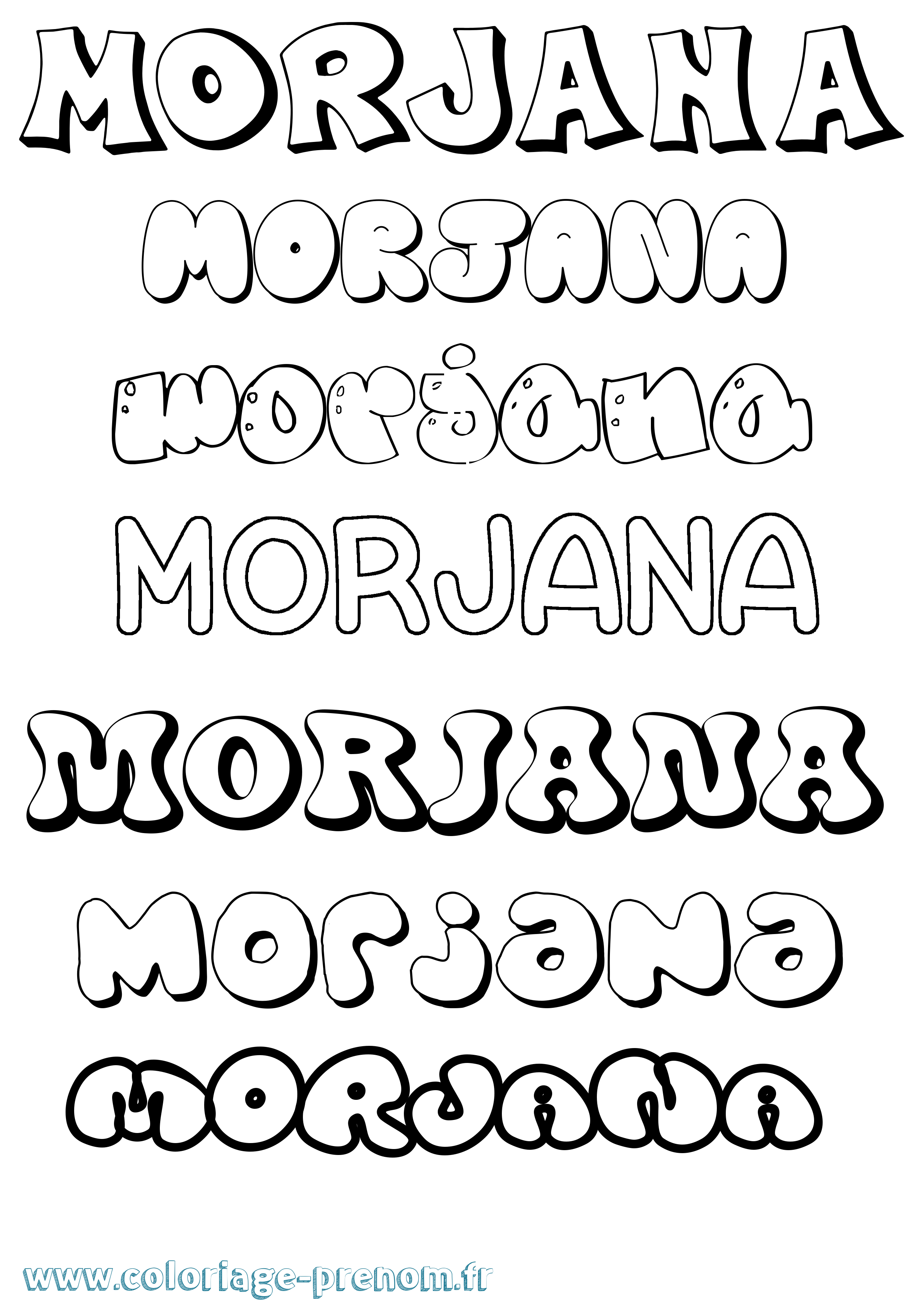 Coloriage Morjana Bubble Coloriage prénom Morjana Bubble