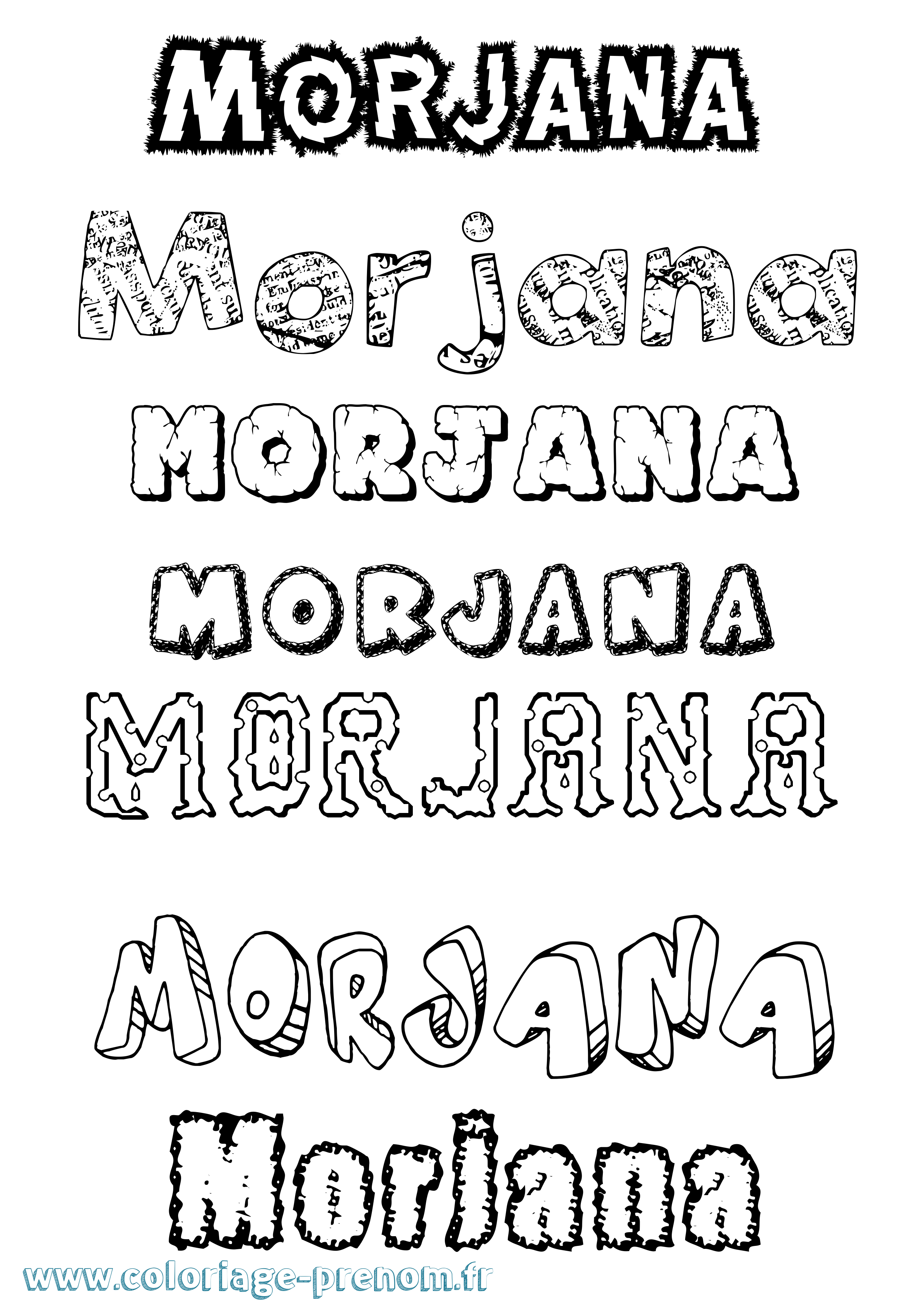 Coloriage Morjana Destructuré Coloriage prénom Morjana Destructuré
