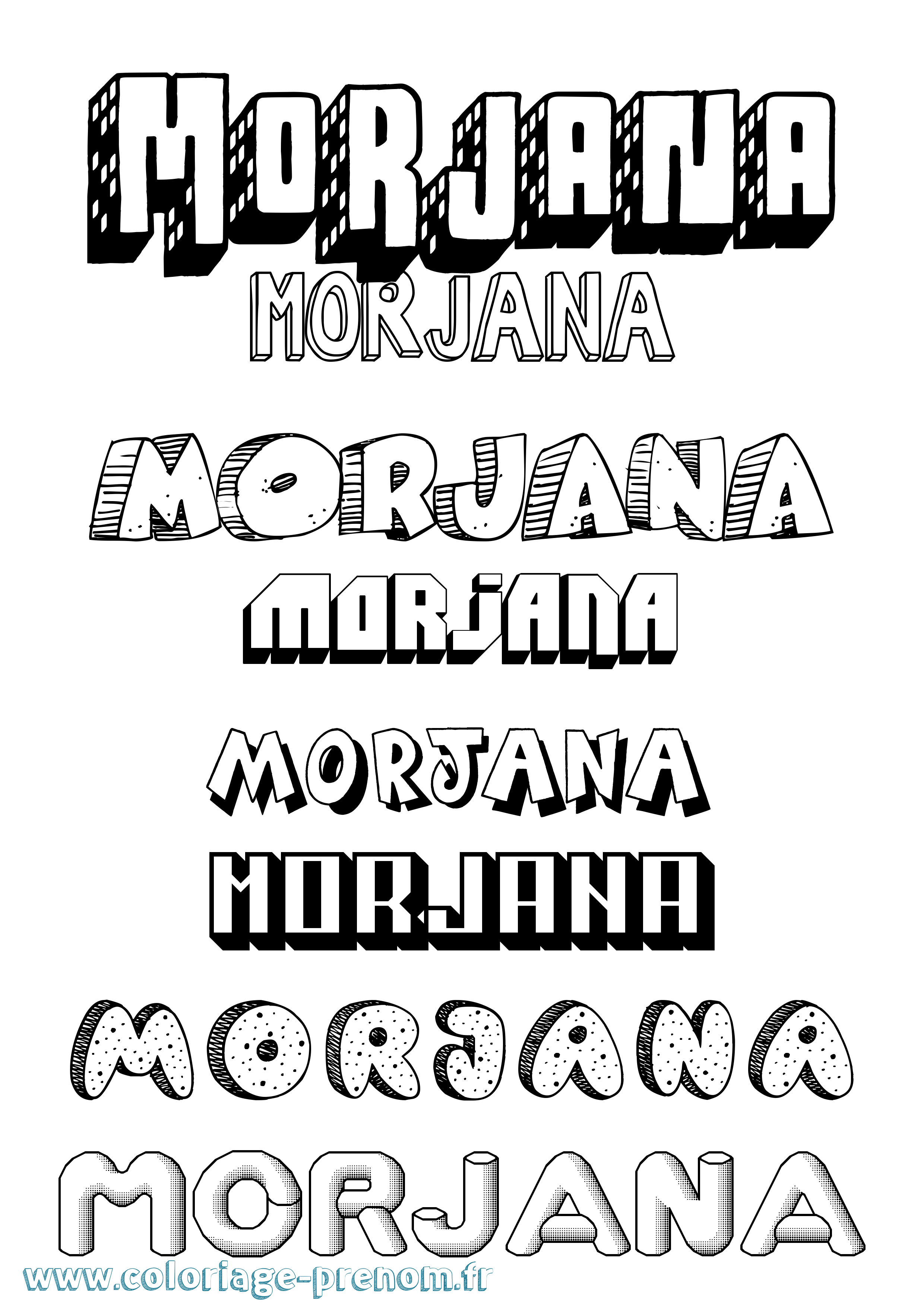 Coloriage Morjana Effet 3D Coloriage prénom Morjana Effet 3D