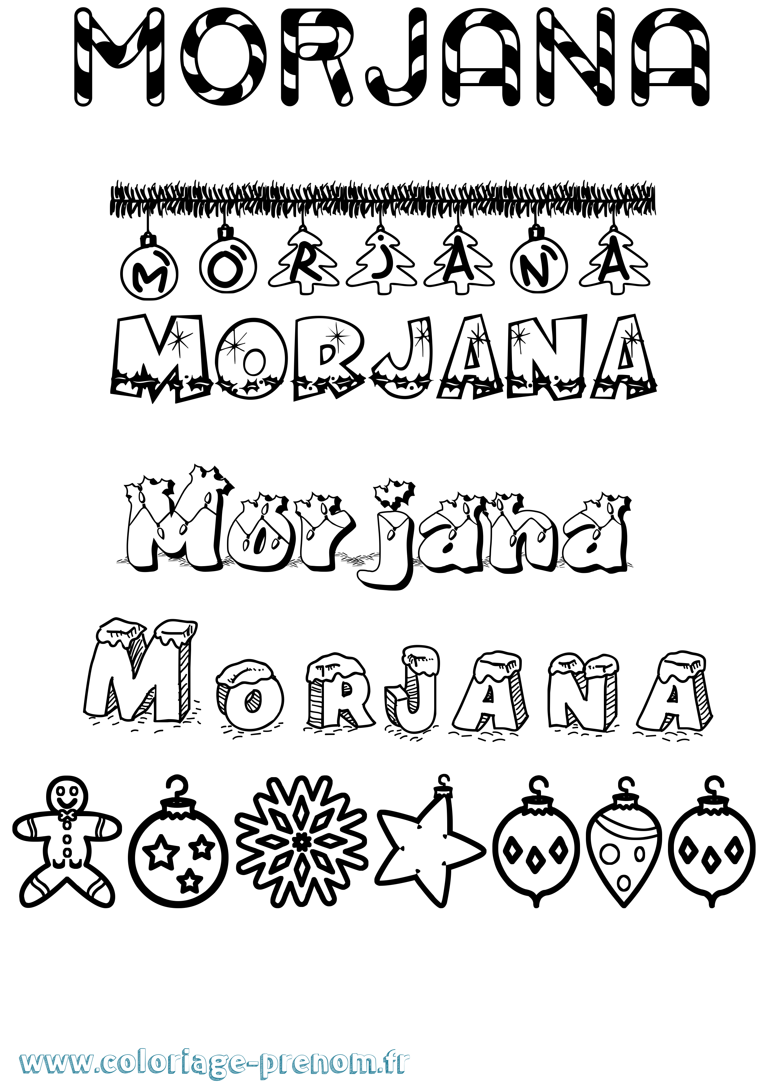Coloriage Morjana Noël Coloriage prénom Morjana Noël
