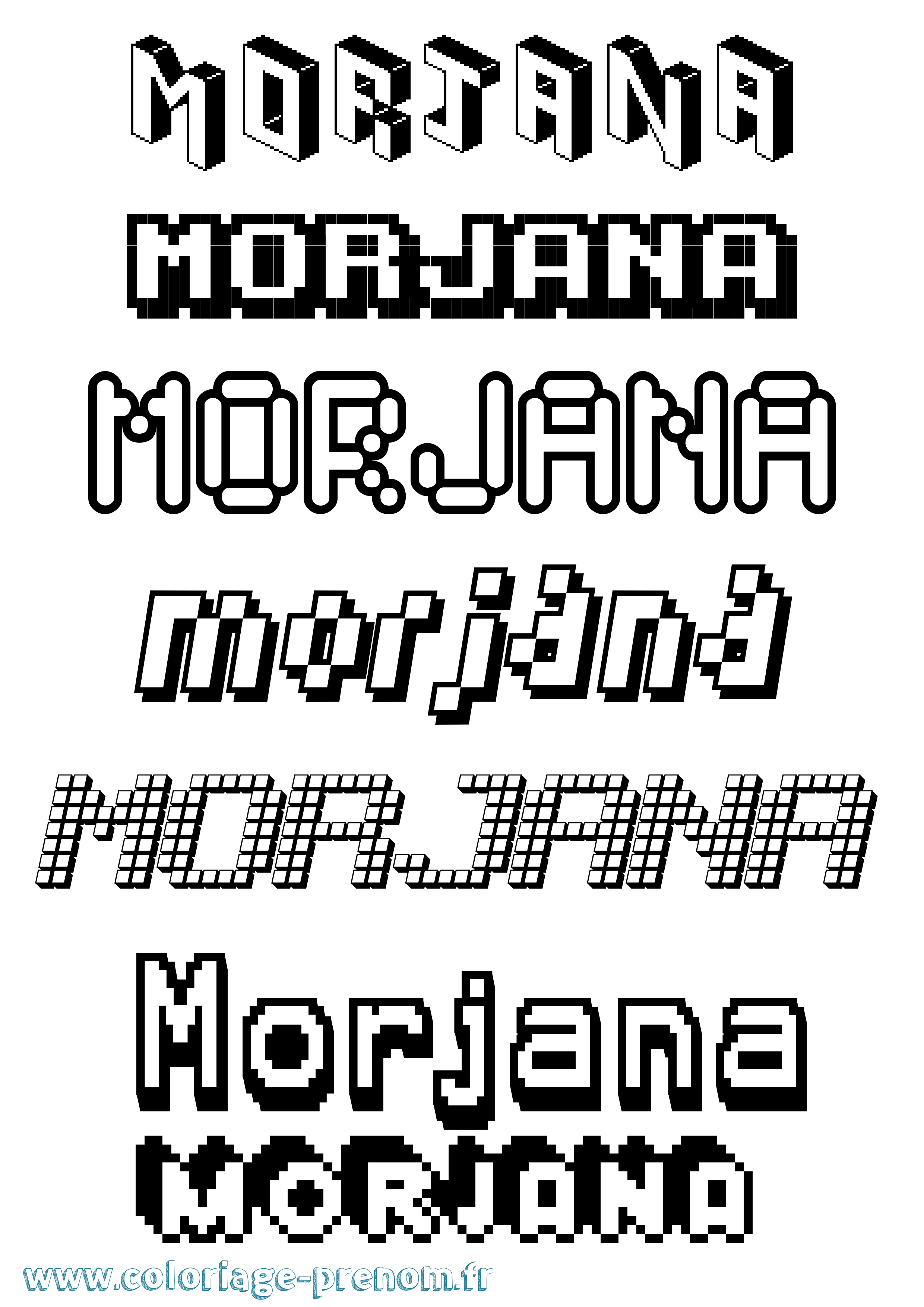 Coloriage Morjana Pixel Coloriage prénom Morjana Pixel