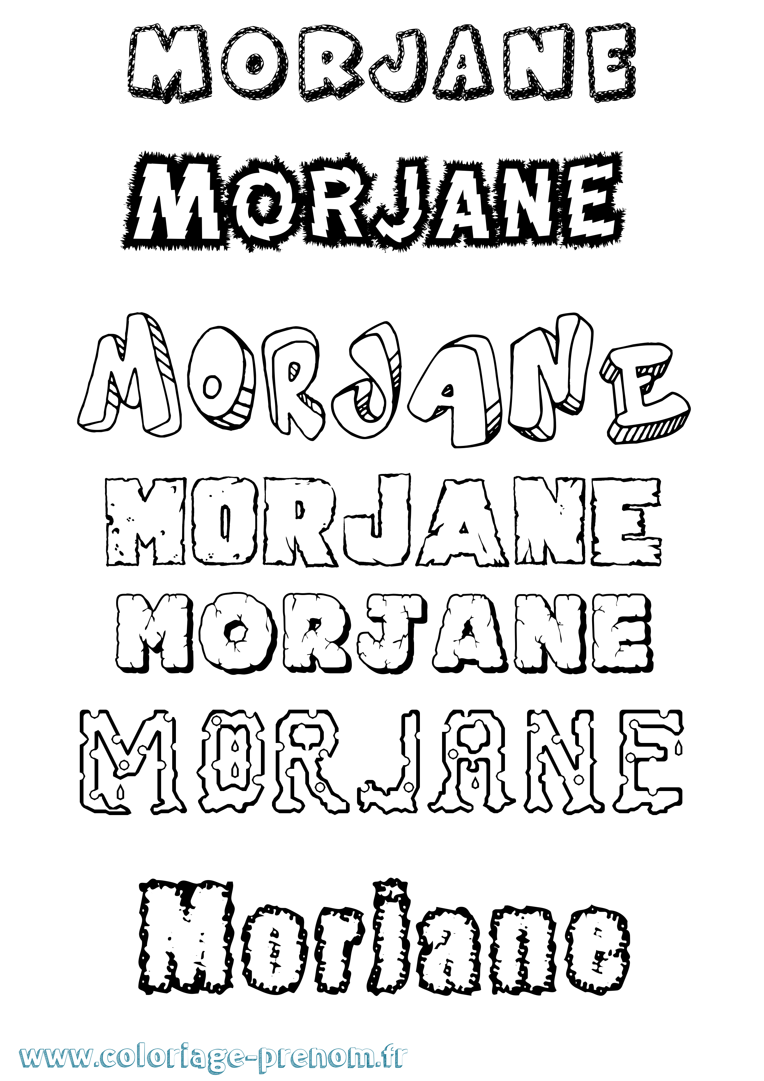 Coloriage Morjane Destructuré Coloriage prénom Morjane Destructuré