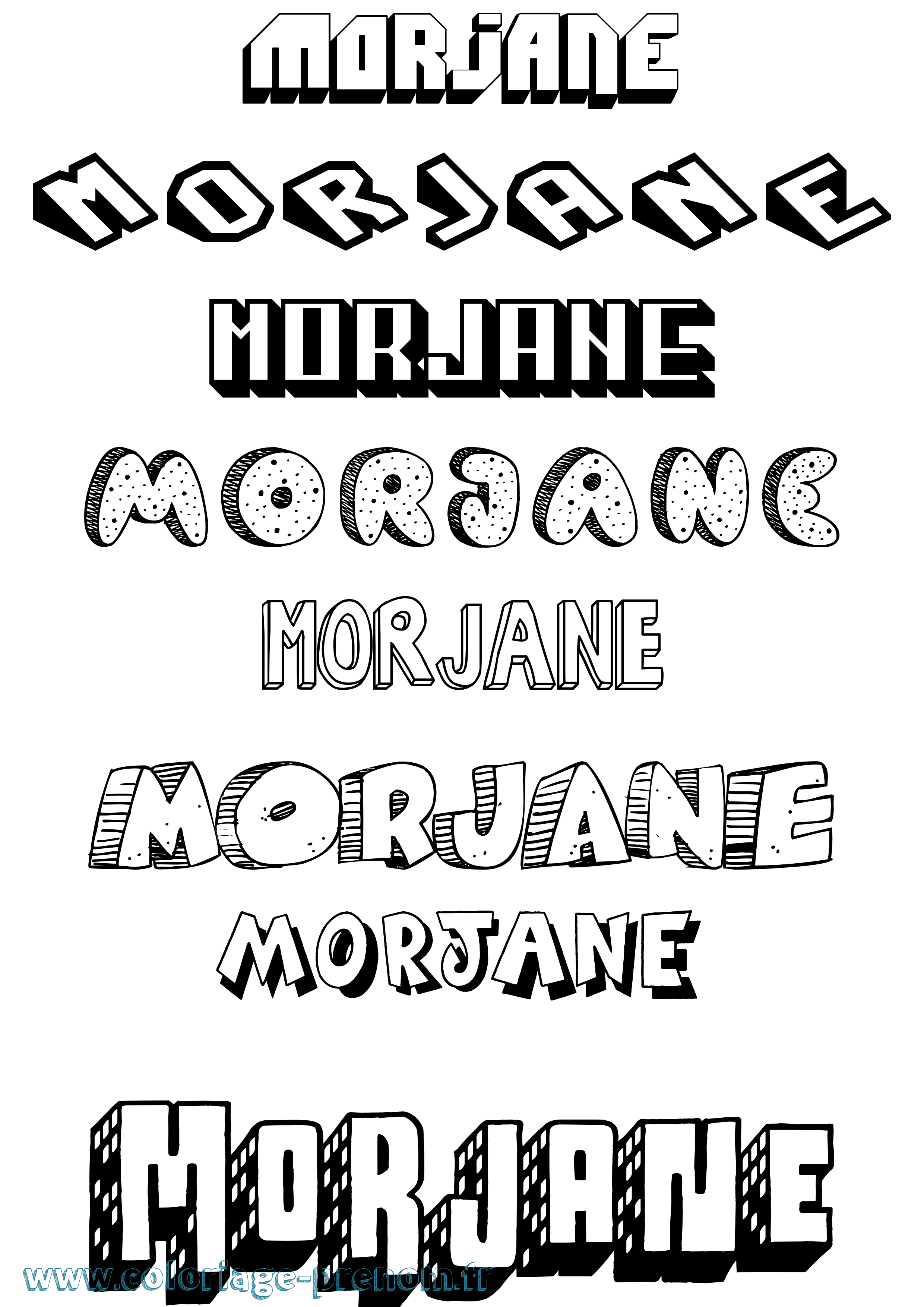Coloriage Morjane Effet 3D Coloriage prénom Morjane Effet 3D