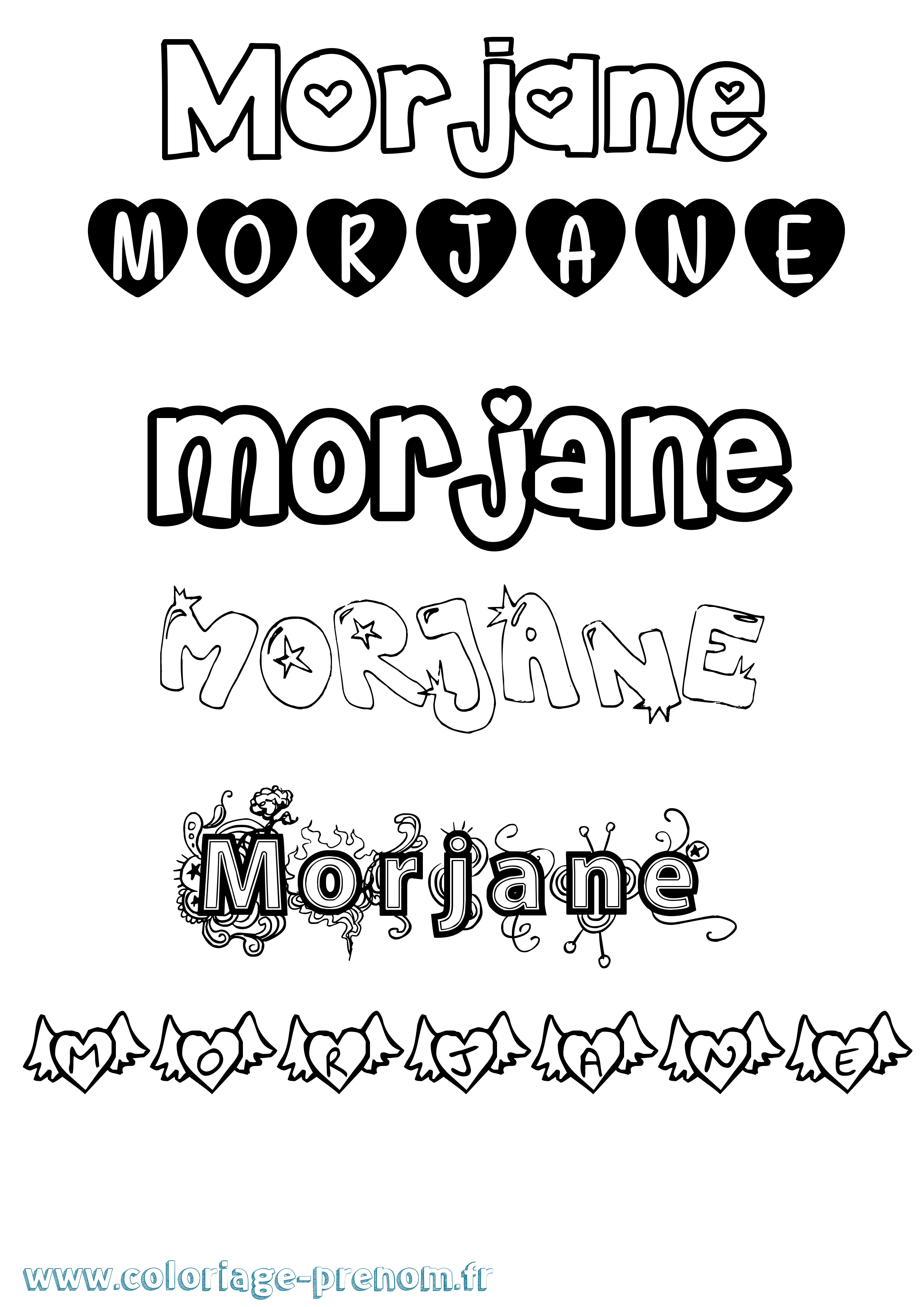 Coloriage Morjane Girly Coloriage prénom Morjane Girly