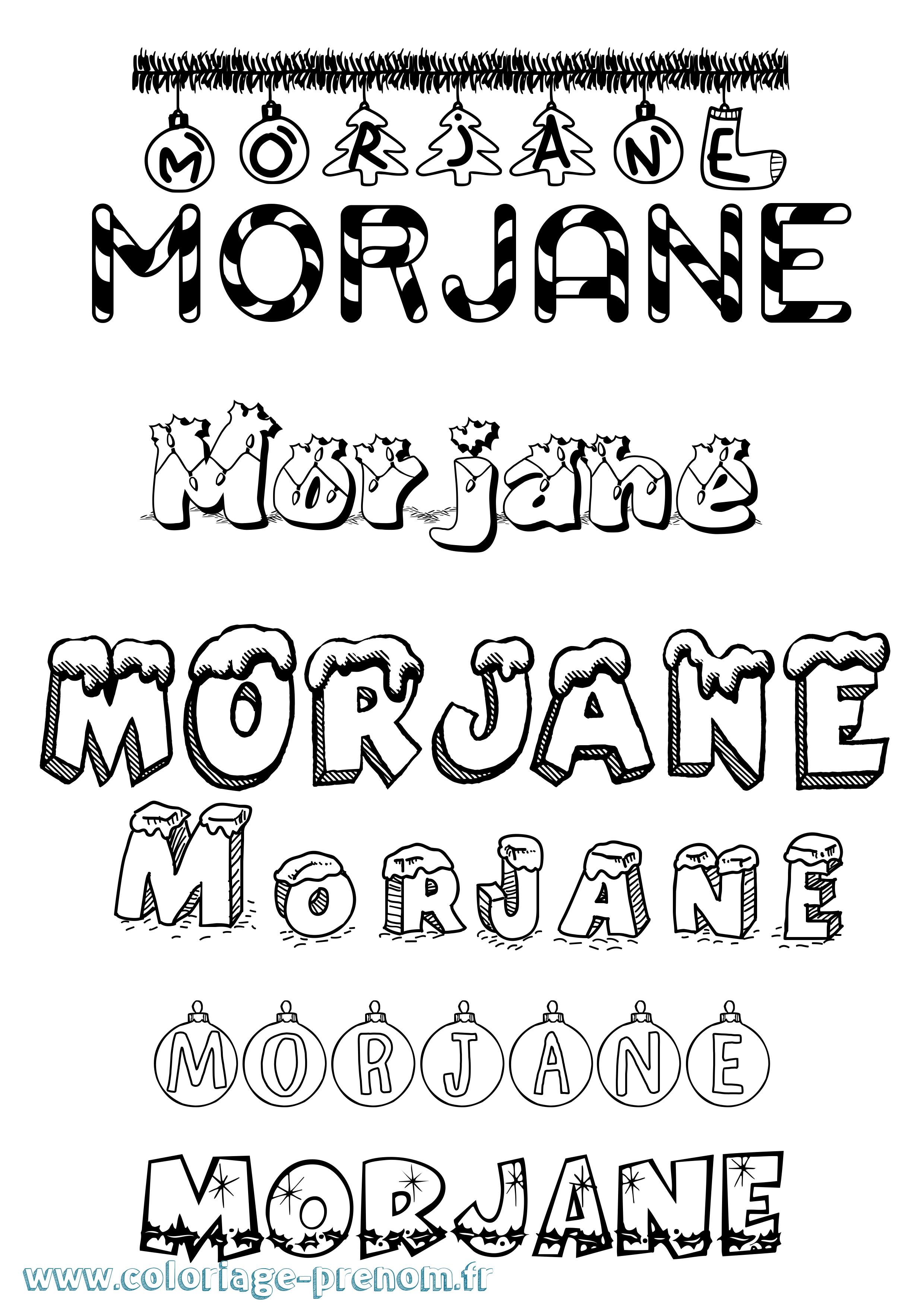 Coloriage Morjane Noël Coloriage prénom Morjane Noël