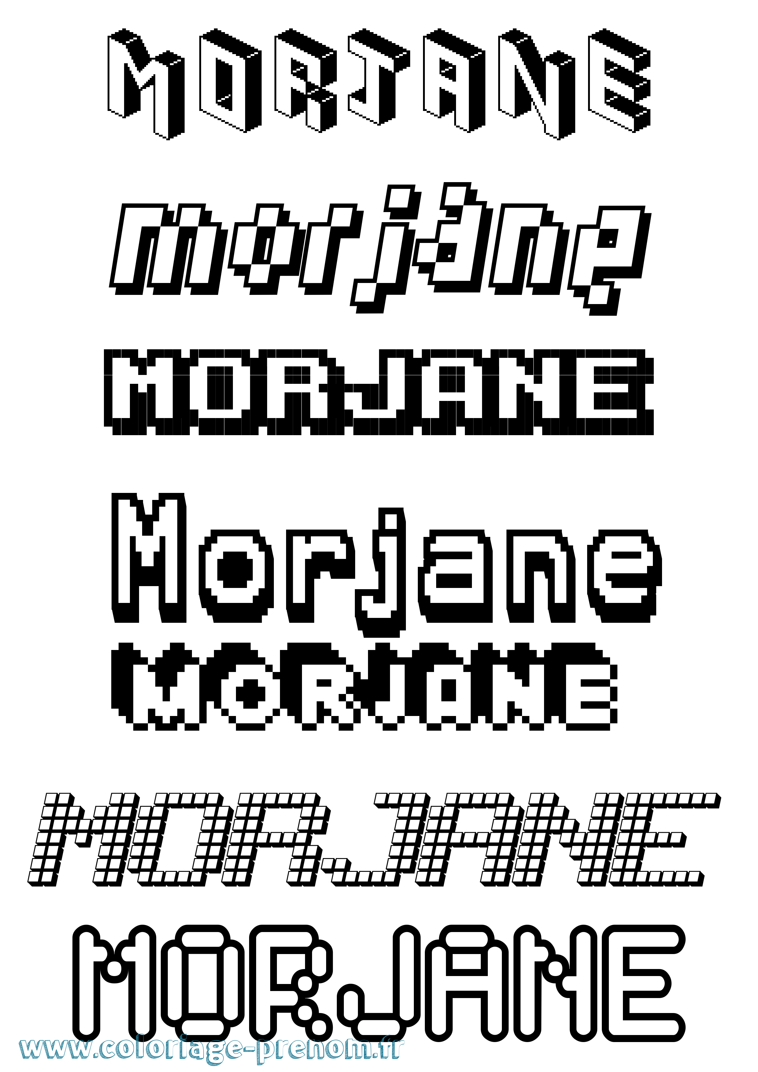 Coloriage Morjane Pixel Coloriage prénom Morjane Pixel