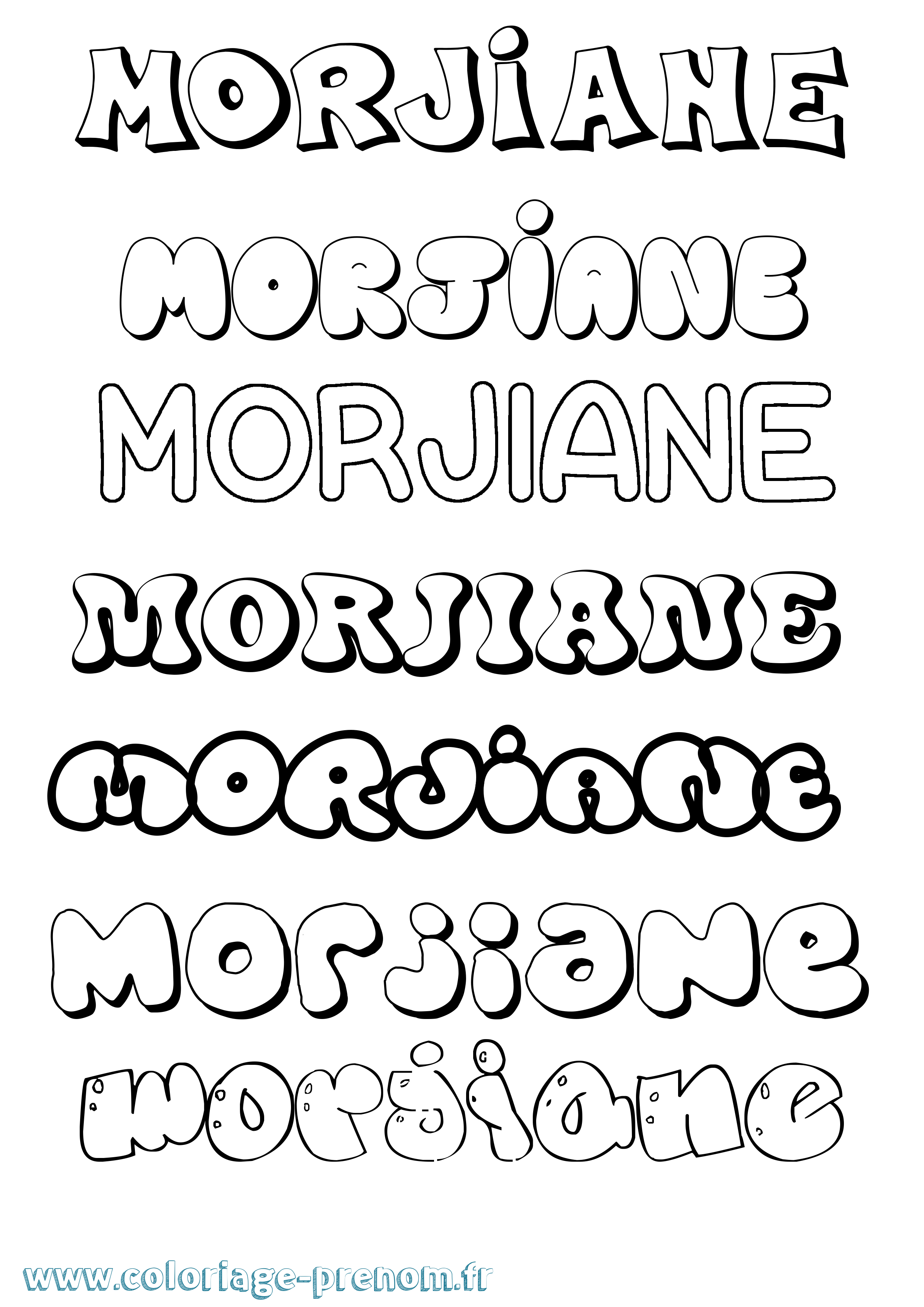 Coloriage Morjiane Bubble Coloriage prénom Morjiane Bubble