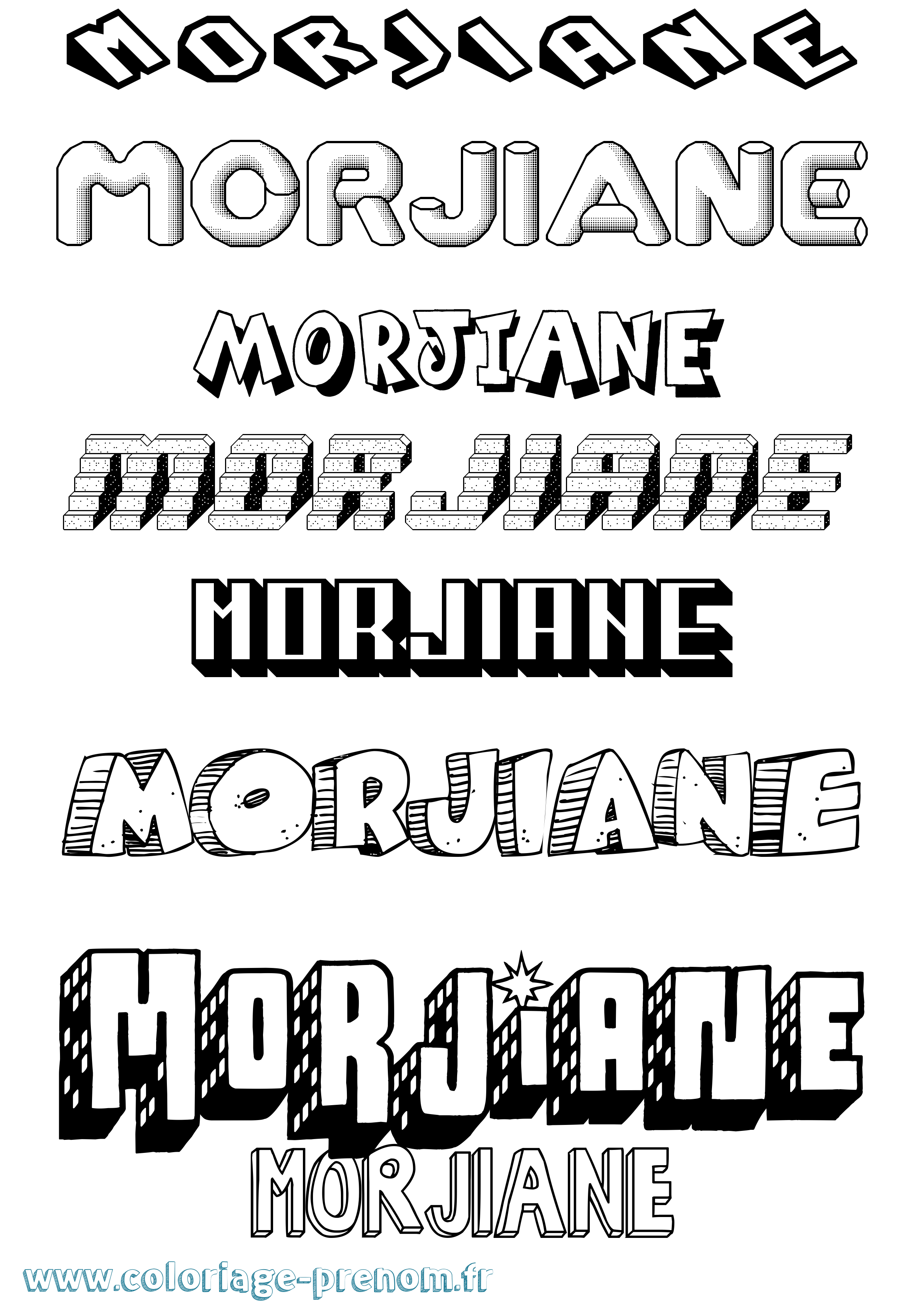 Coloriage Morjiane Effet 3D Coloriage prénom Morjiane Effet 3D