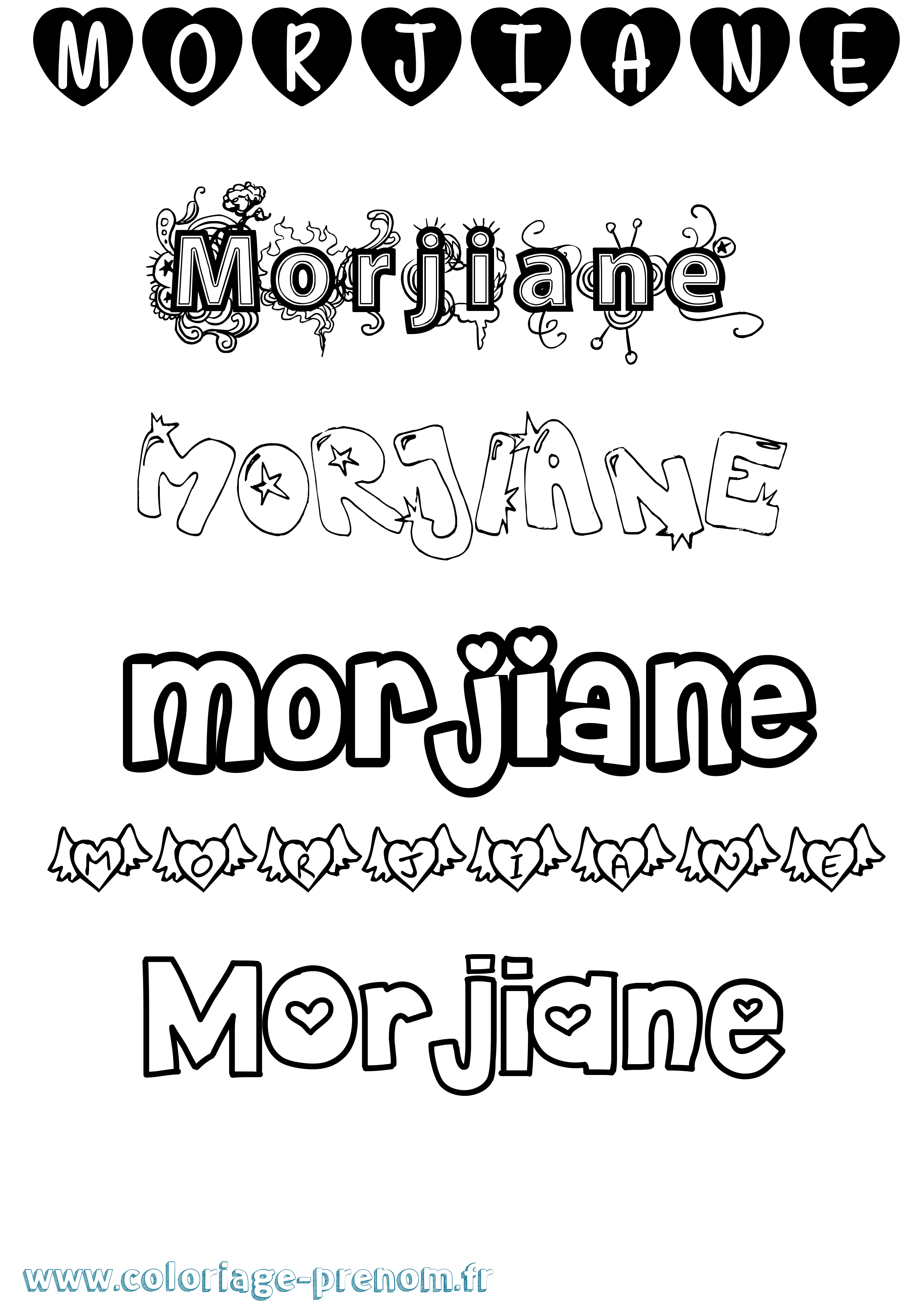 Coloriage Morjiane Girly Coloriage prénom Morjiane Girly