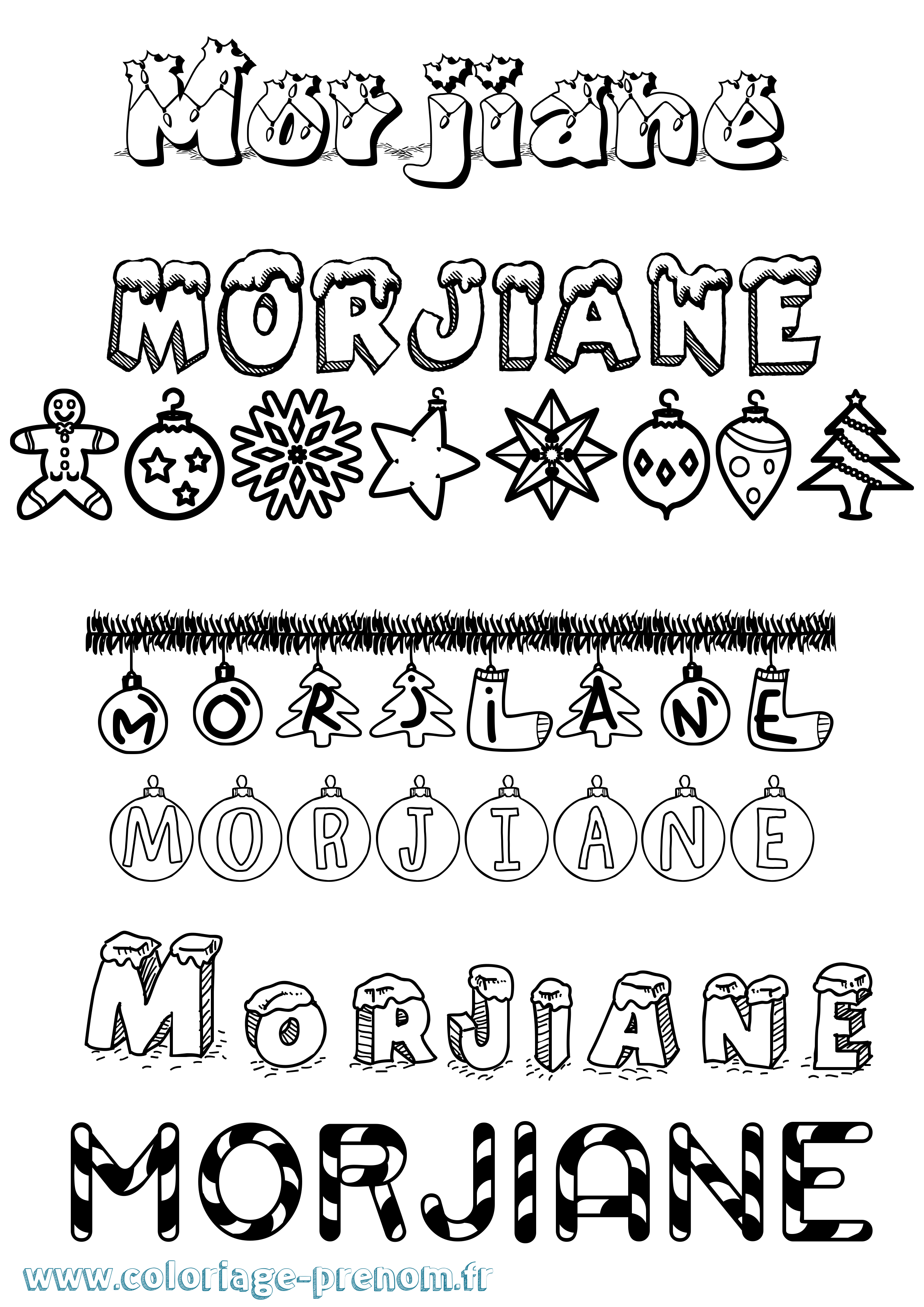 Coloriage Morjiane Noël Coloriage prénom Morjiane Noël