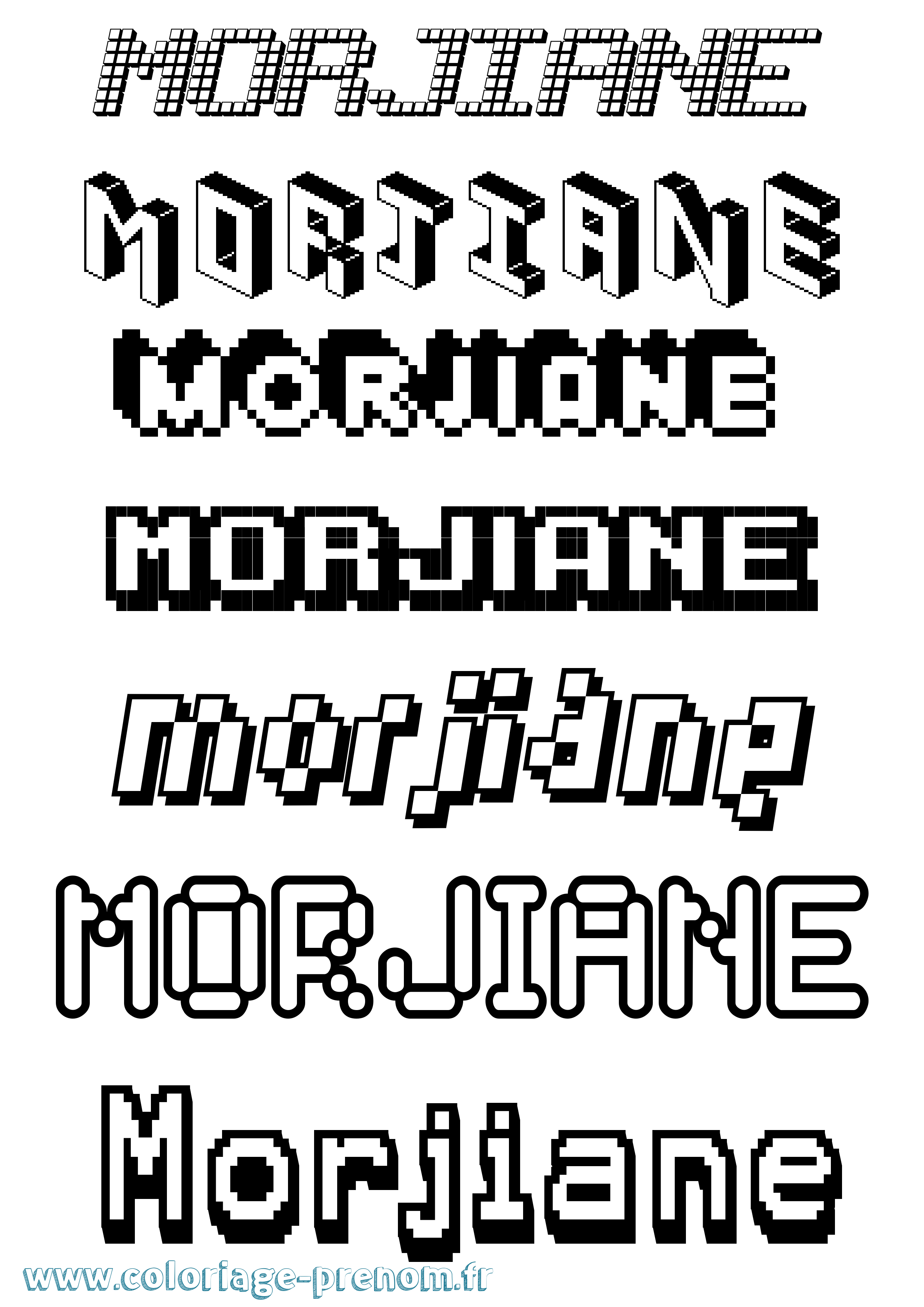 Coloriage Morjiane Pixel Coloriage prénom Morjiane Pixel