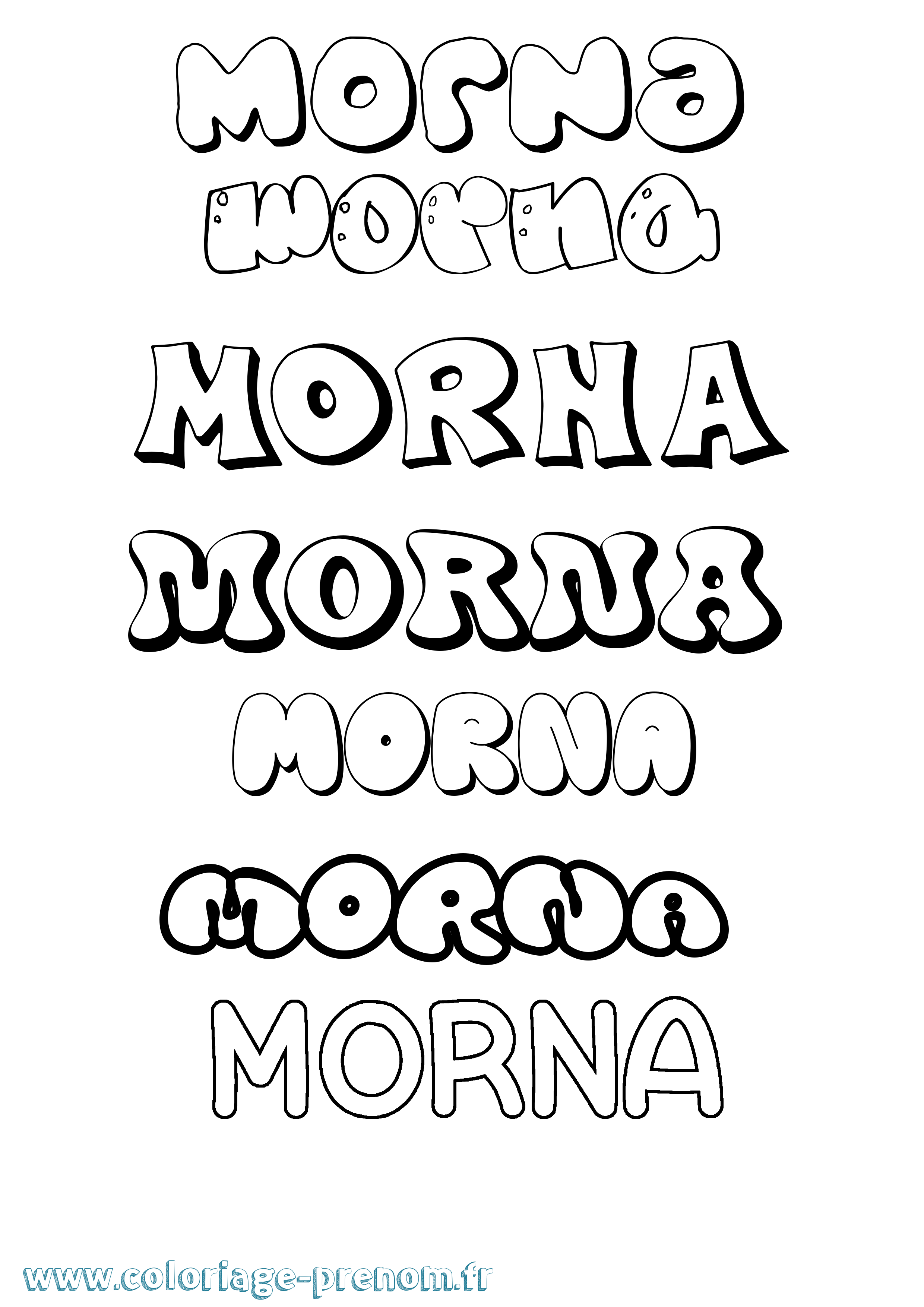 Coloriage Morna Bubble Coloriage prénom Morna Bubble